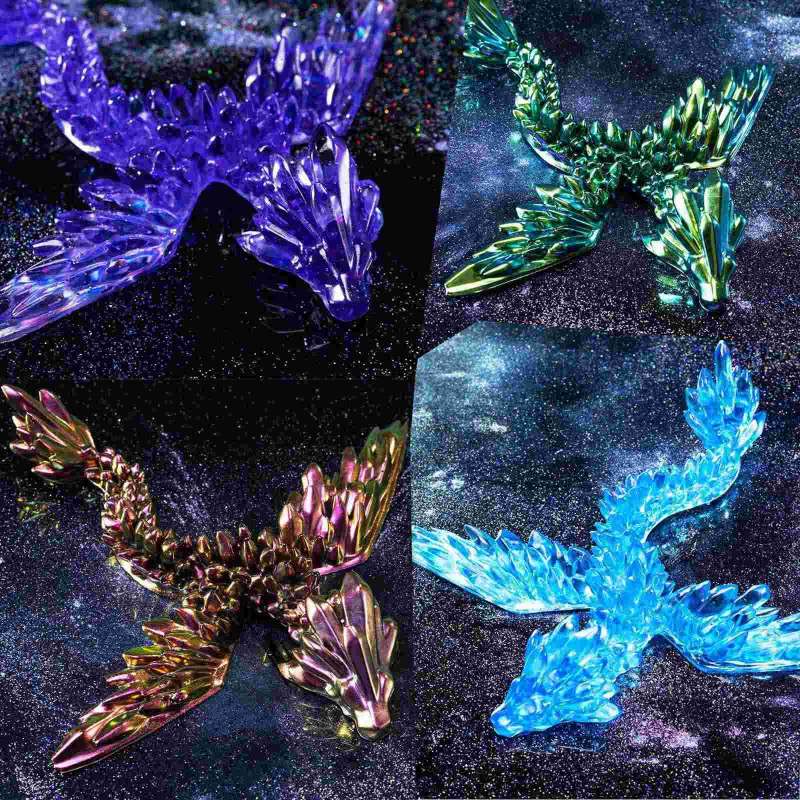 Four different colors crystal dragons