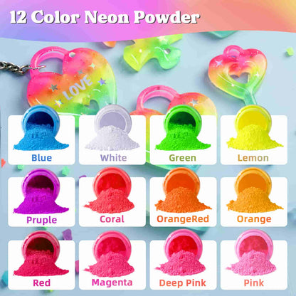 Fluorescent Pigment Powder - 12 Colors