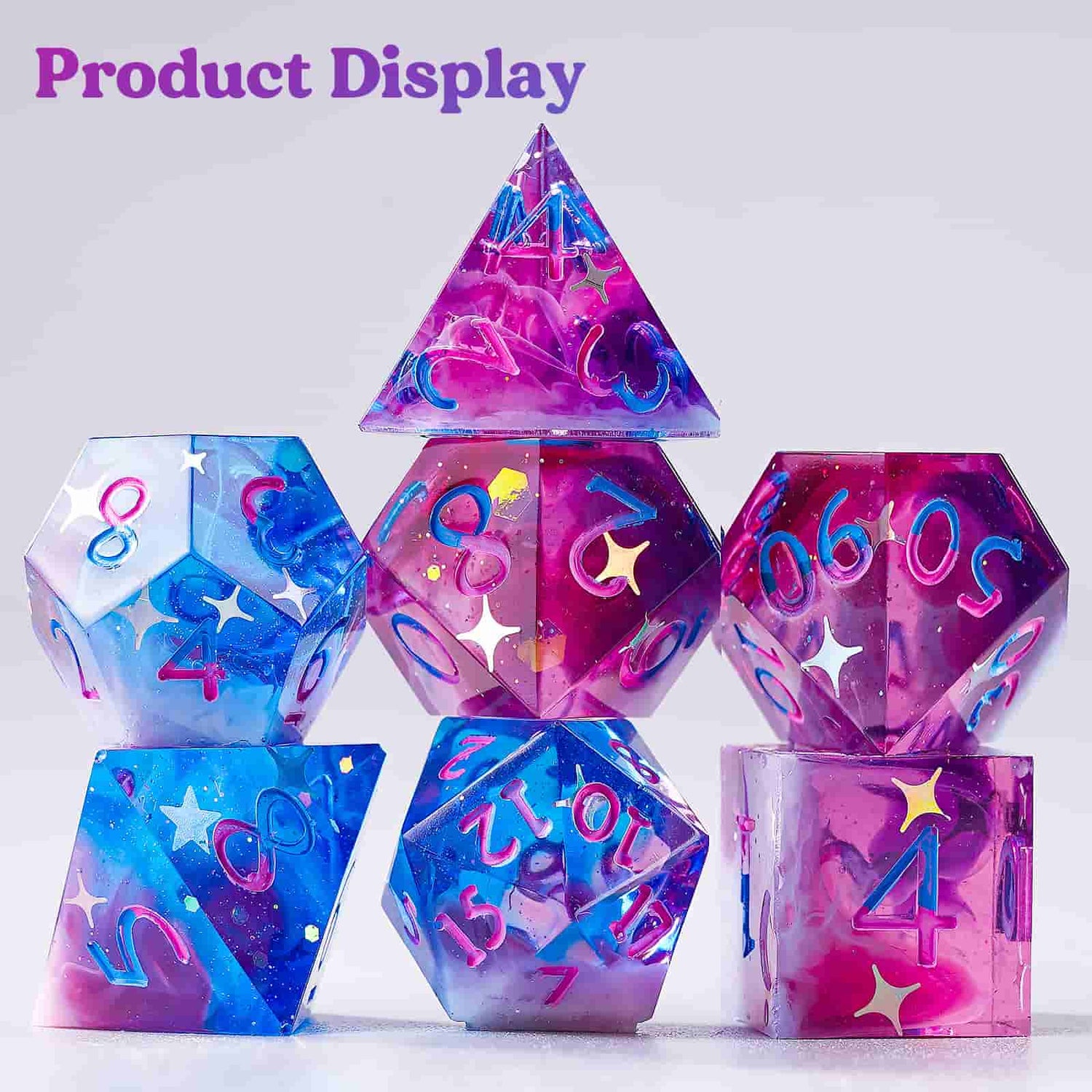 Irregular Polyhedral Dice Resin Mold Seven-piece Set Digit Keychain DIY  Board Game Dice Silicone Mold
