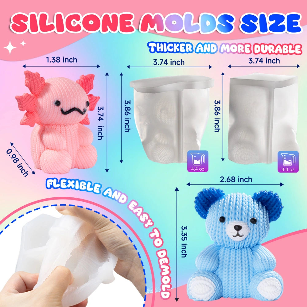 Bear &amp; Axolotl Taba Squishy Mold