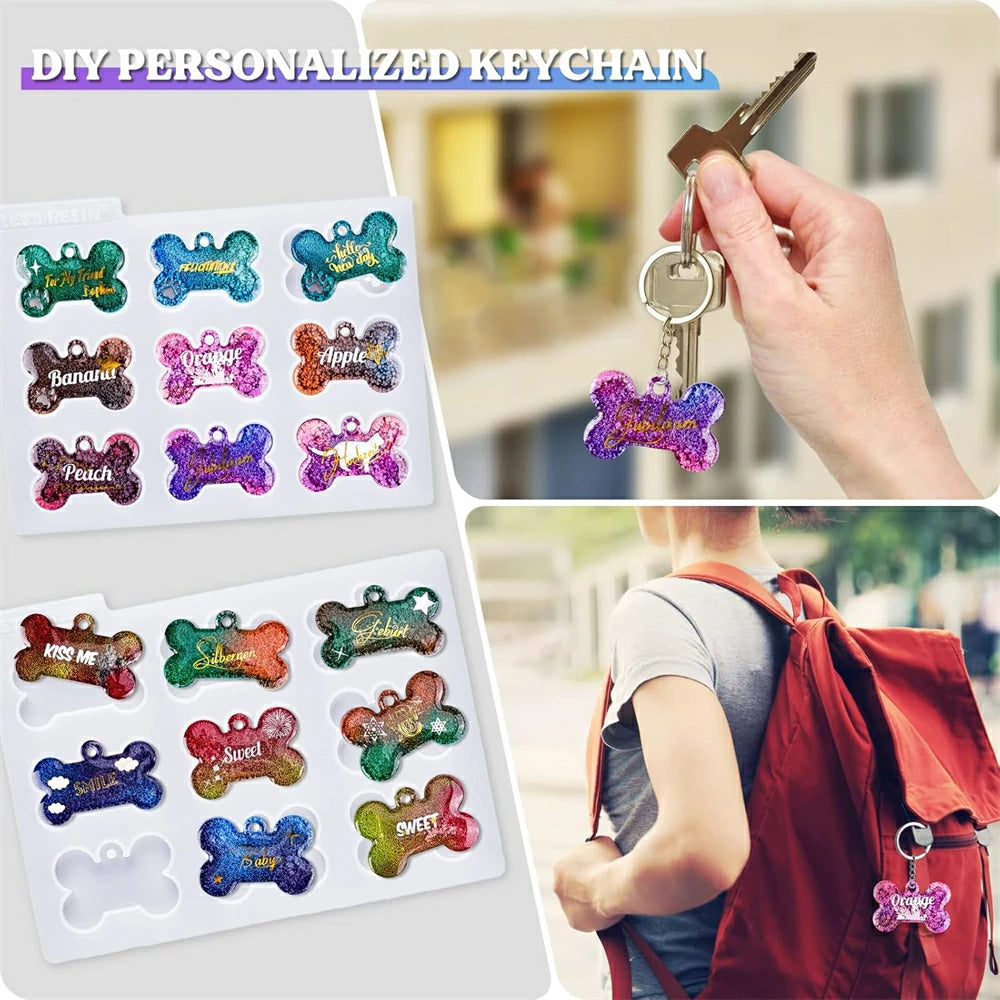 Dog Bone Mold – DIY Resin Pet Tags Keychains Molds for Beginners