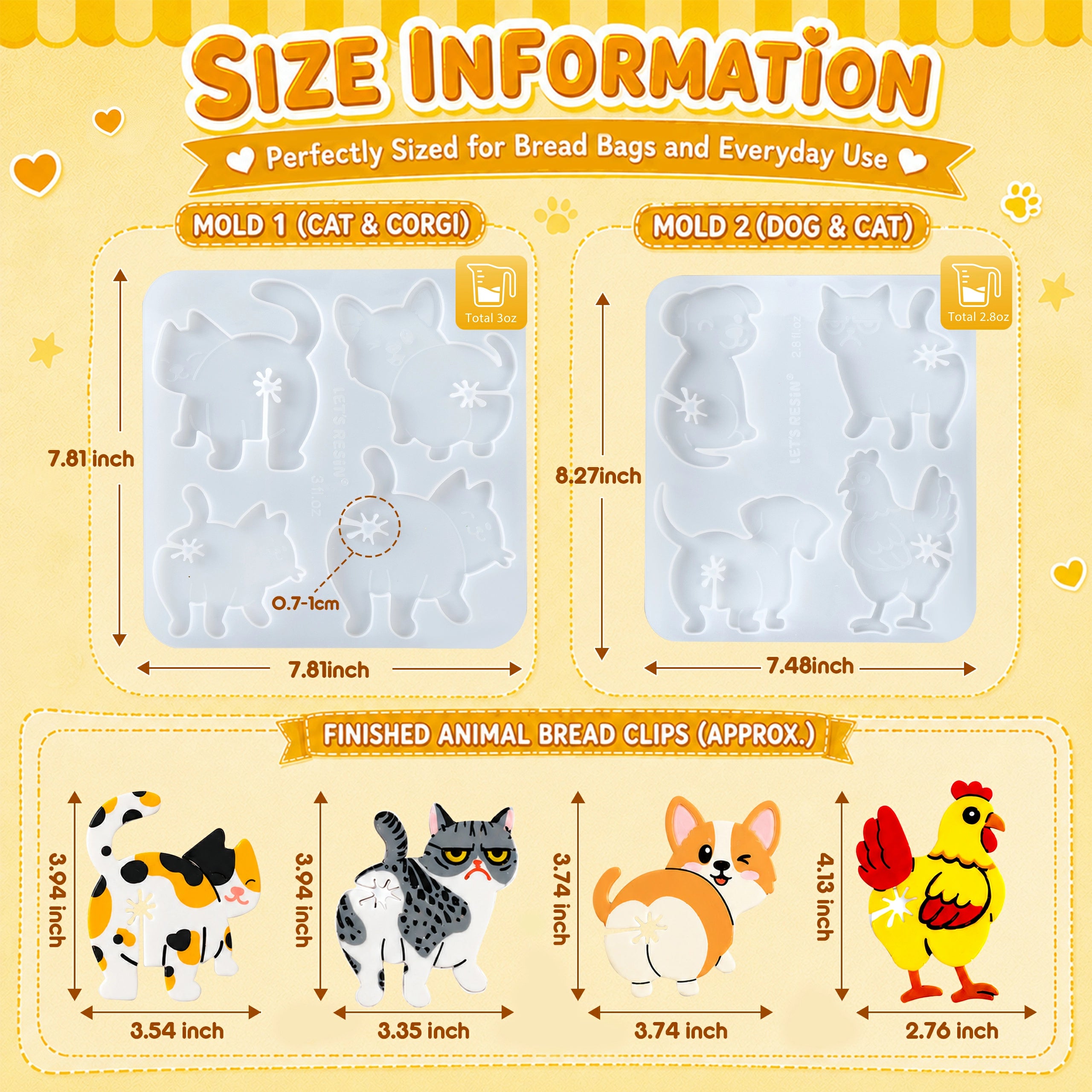 Animal Bread Clip Resin Molds