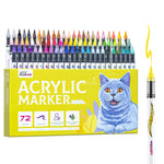 Brush Tip Acrylic Paint Markers Set - 72 Colors