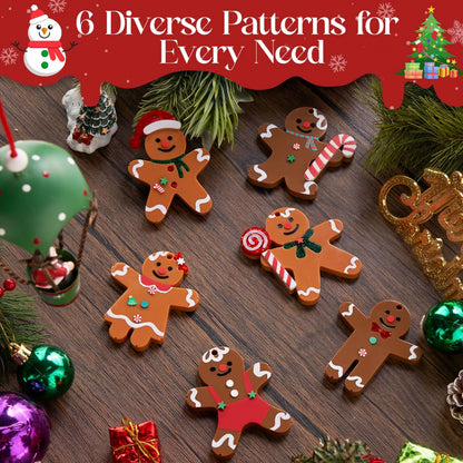 6 Gingerbread Pattern Christmas Ornament Resin Molds