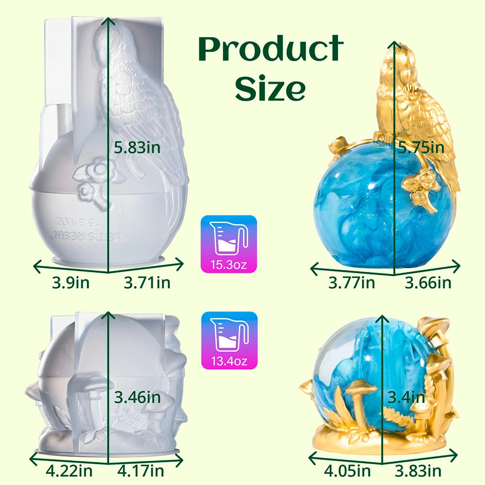 Crystal Orb Decorative Statue Silicone Molds with Mushroom Stand