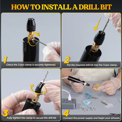Electric Hand Drill Kit for Resin – 3-Jaw Chuck &amp; Jewelry Accessories