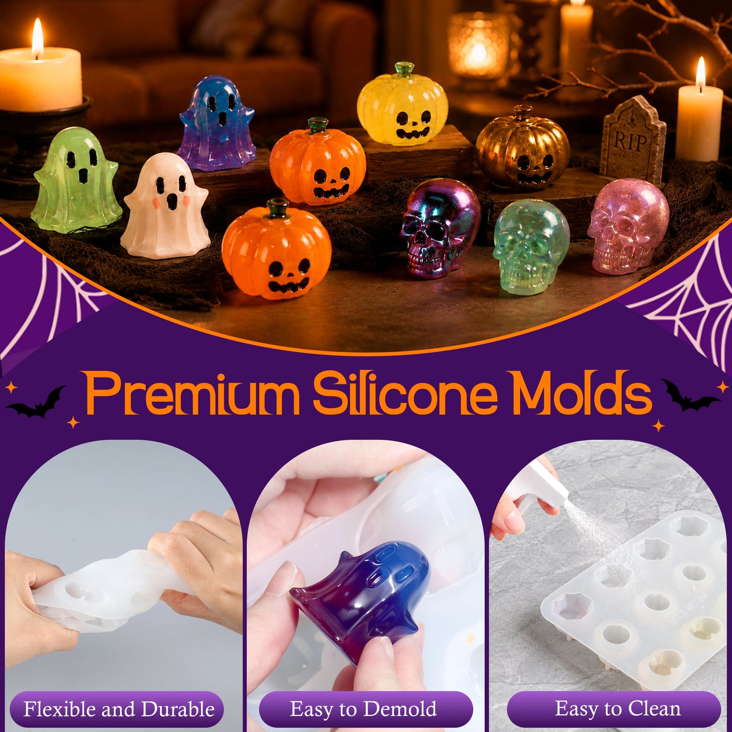 Ghost Pumpkin & Skull Halloween Mold Set