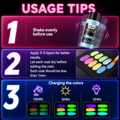 14 Colors Glow in the Dark Acrylic Paint