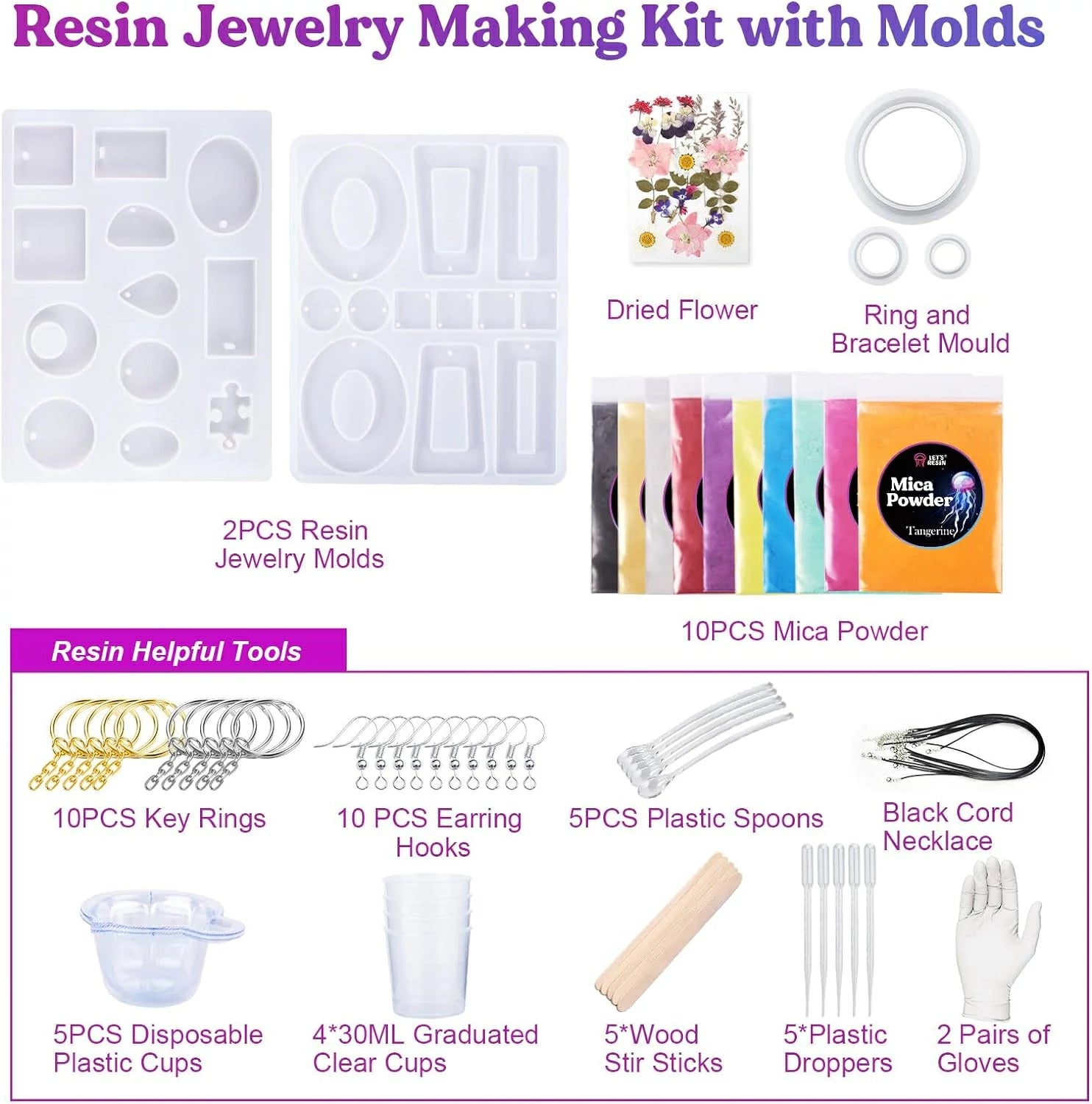 Resin Kit for Beginners, Jewelry Set - 129 Pcs