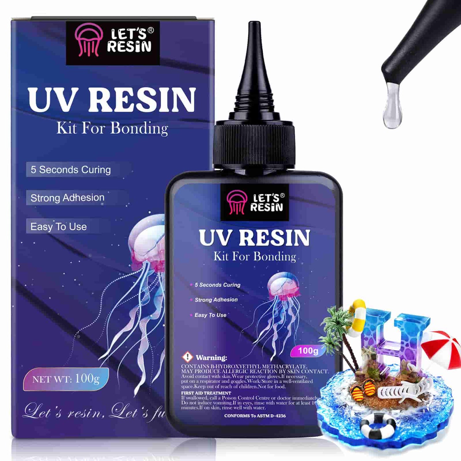 LET'S RESIN UV Resin Kit with Light, Bonding&Curing in Seconds, 25g UV Resin  Kit
