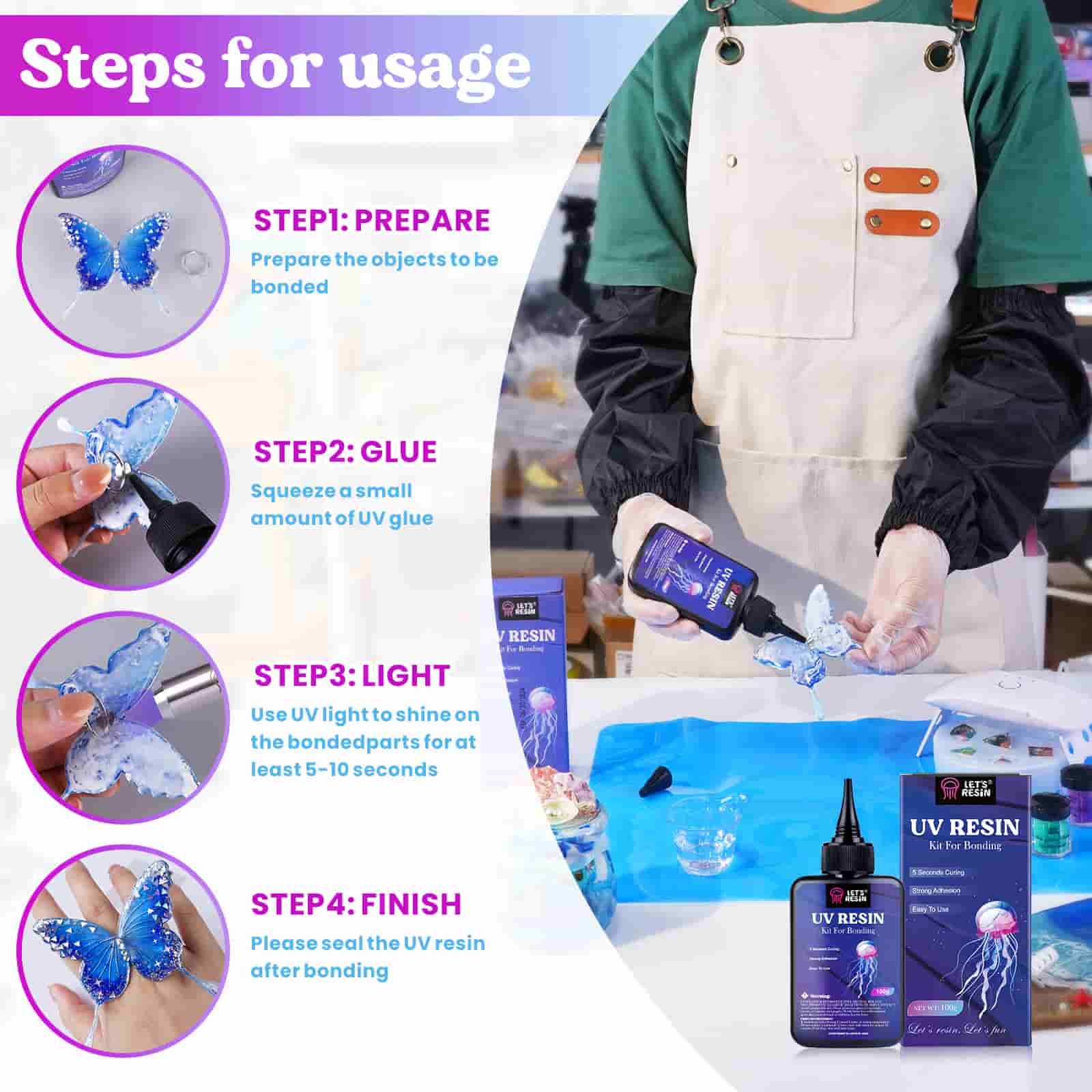 LET'S RESIN UV Resin Kit with Light, Bonding&Curing in Seconds, 25g UV Resin  Kit with UV Flashlight for Welding, Jewelry UV Glue Adhesive for Plastic  Repair, Glass Light, Craft Decor