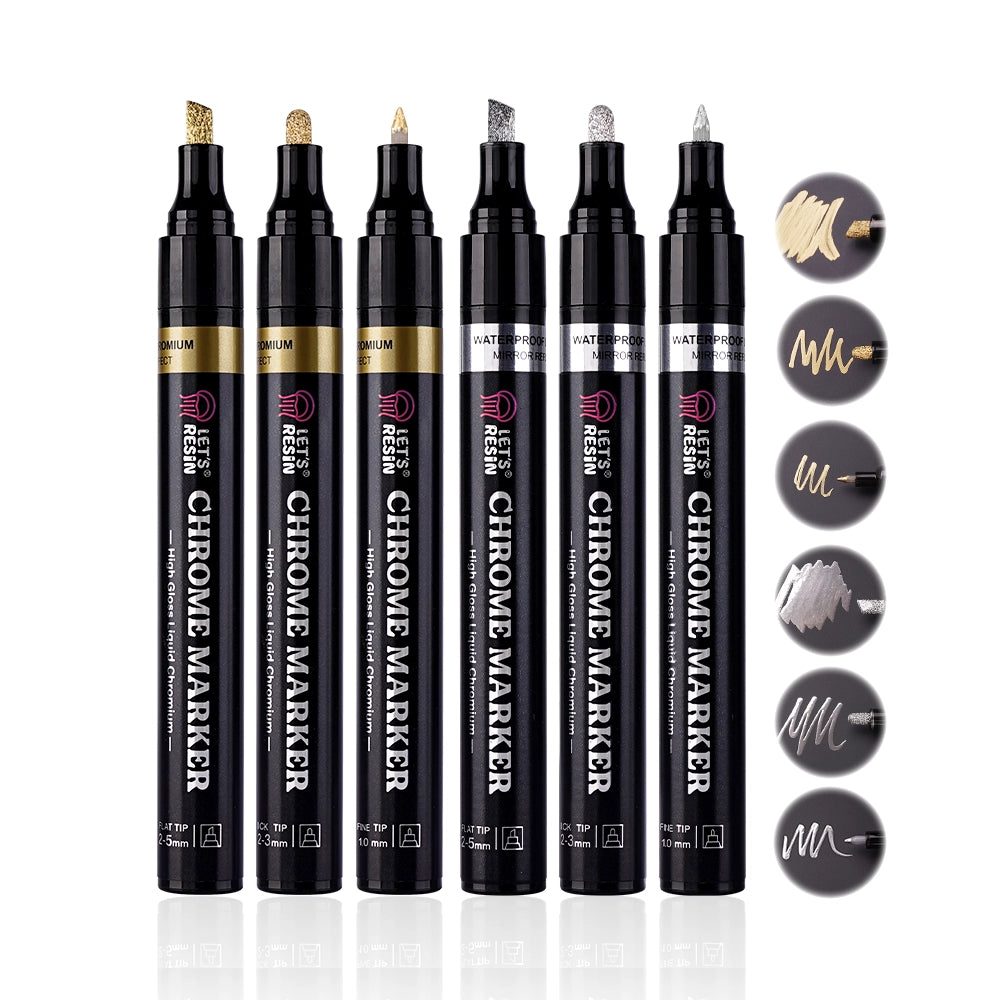 Liquid Mirror Chrome Markers - 6 Pcs