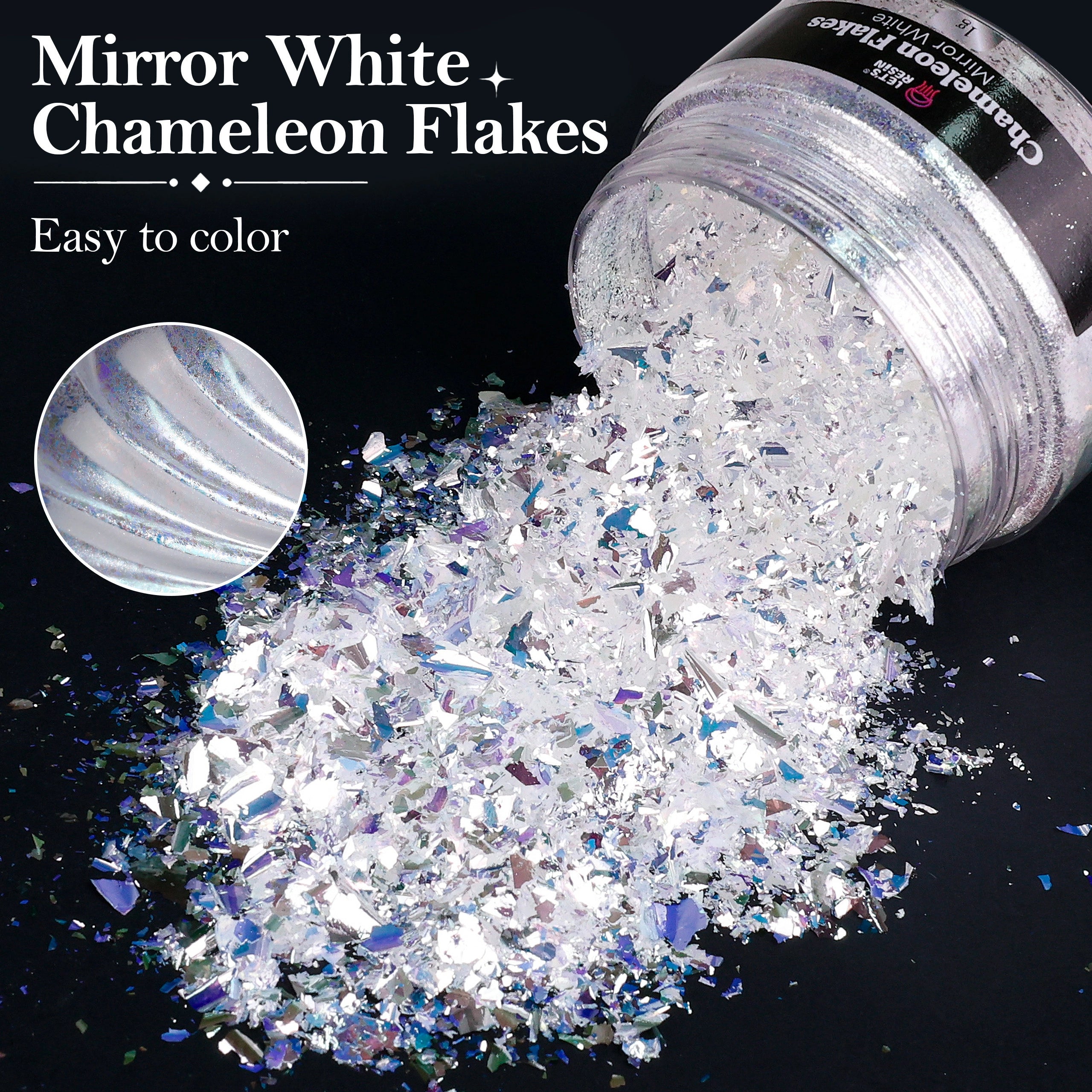 The details for  Mirror White Opal Chameleon Flakes