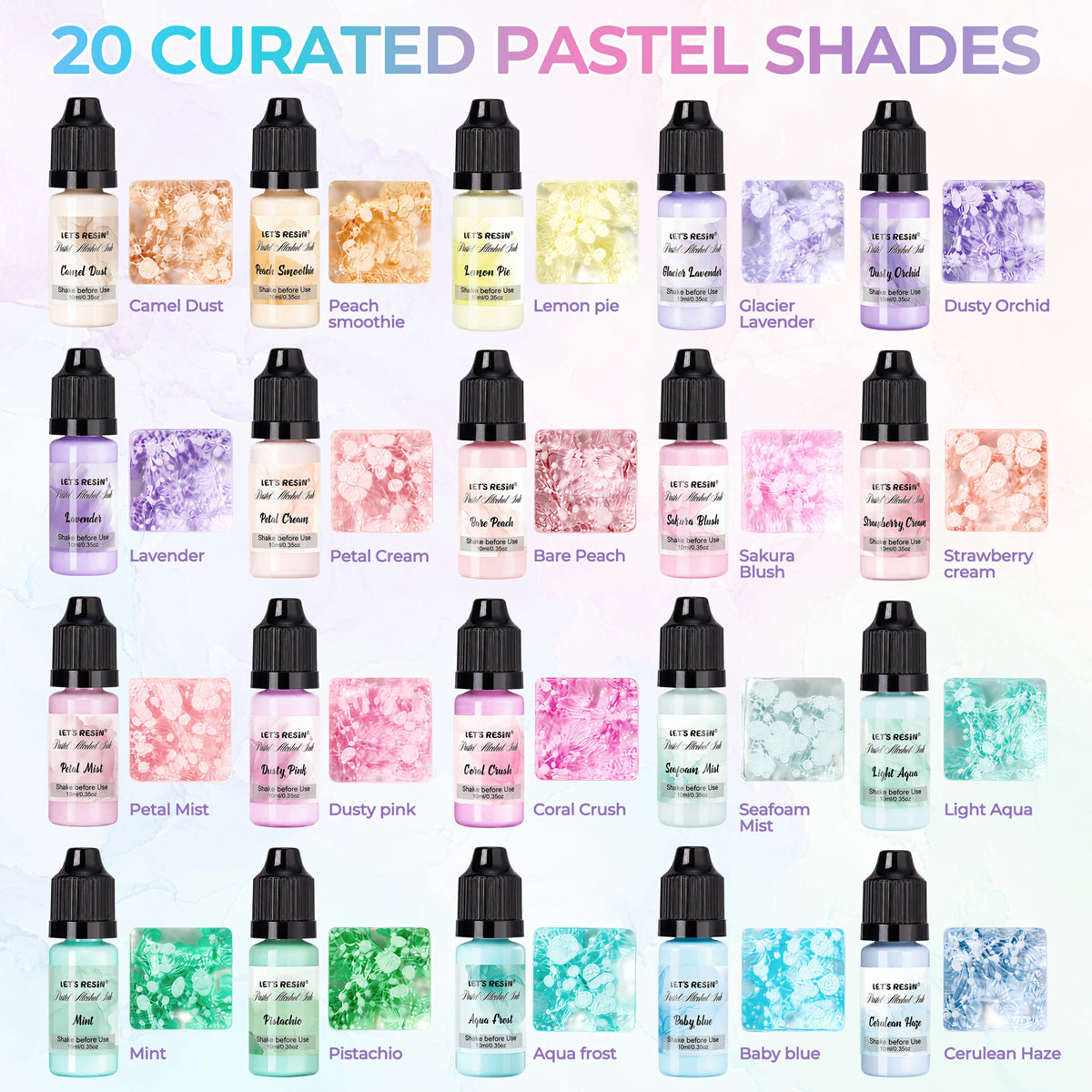 Pastel Alcohol Ink Set - 20 Colors