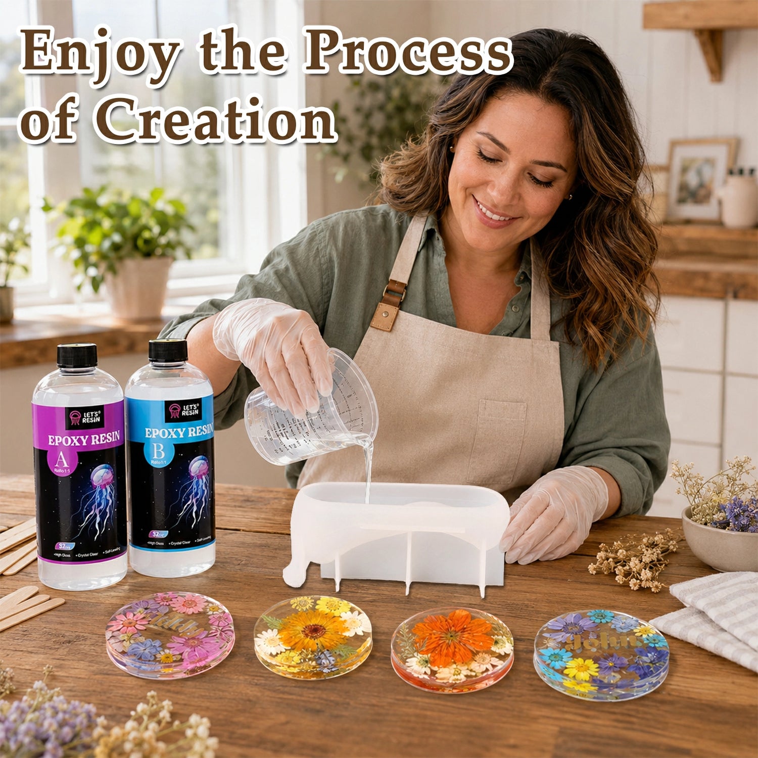 LET'S RESIN Snail & Round Coaster Resin Molds