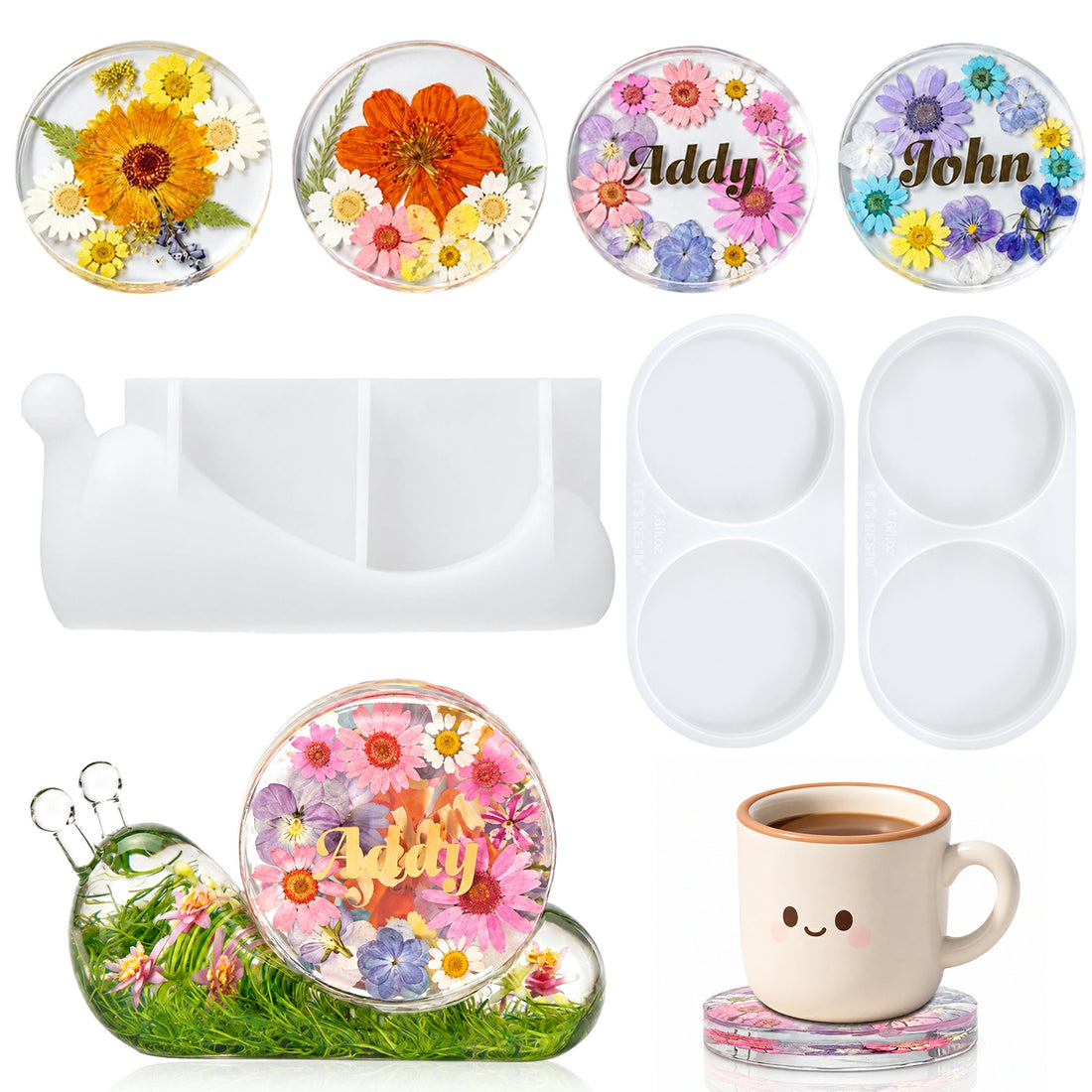 LET'S RESIN Snail & Round Coaster Resin Molds