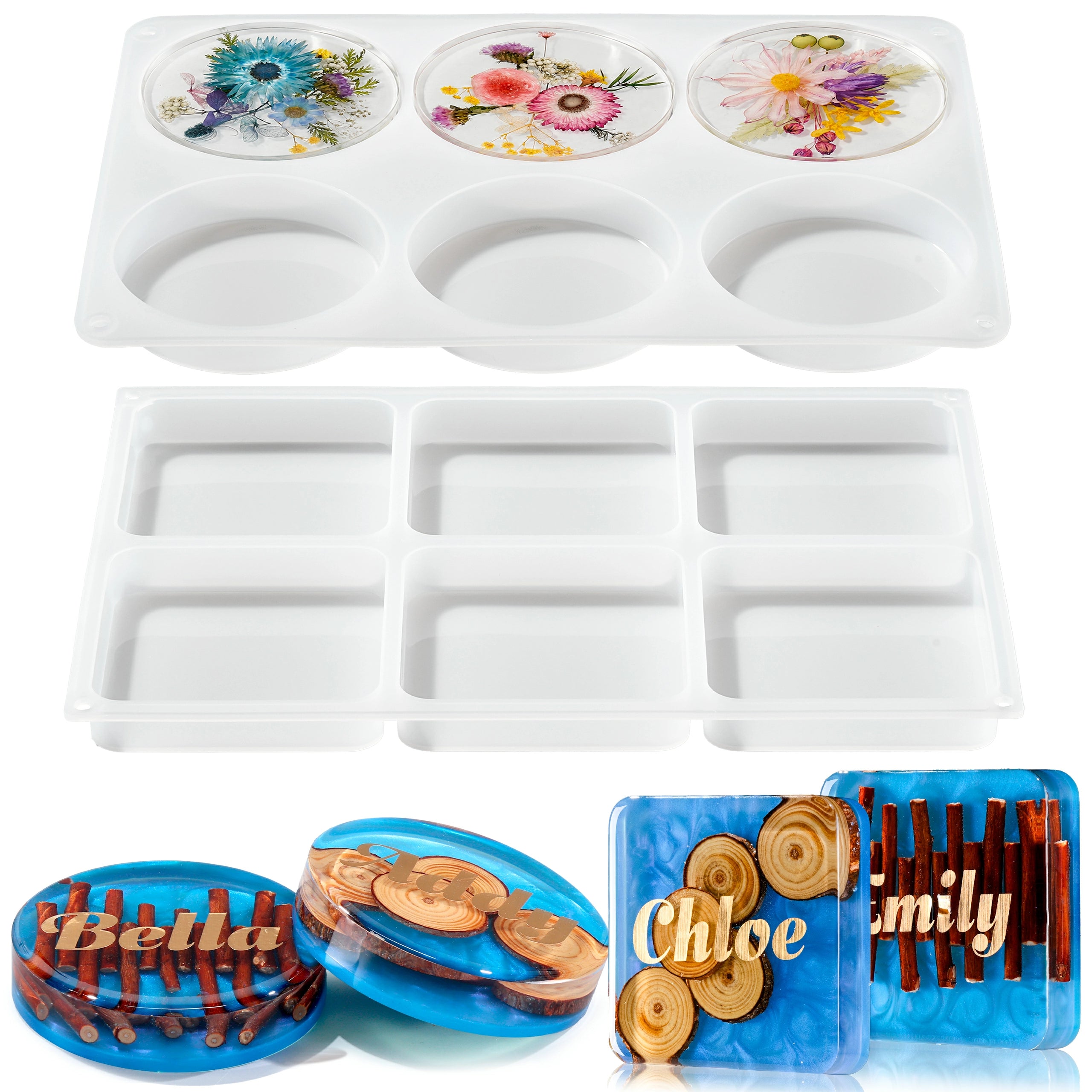 Extra Deep Square &amp; Round Coaster Resin Molds
