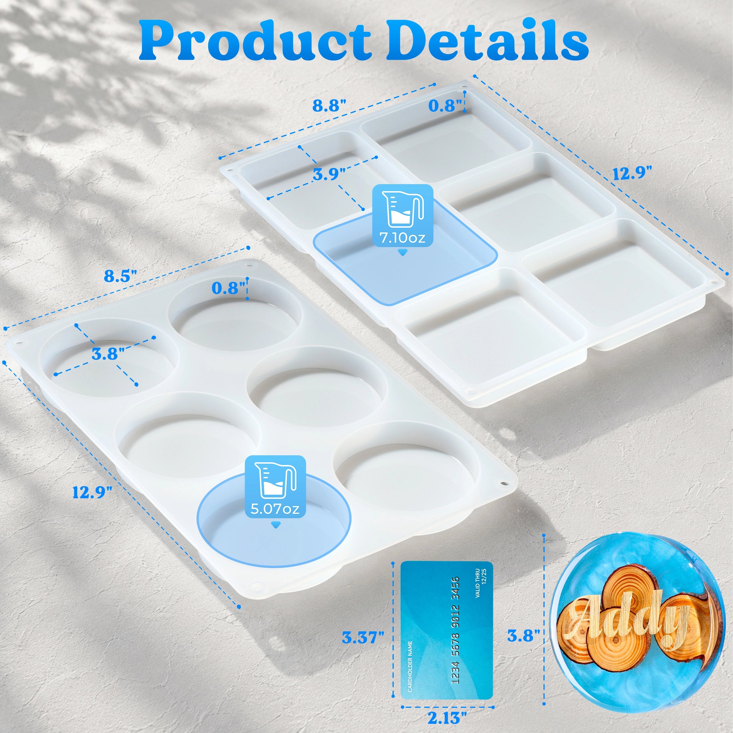 Extra Deep Square &amp; Round Coaster Resin Molds
