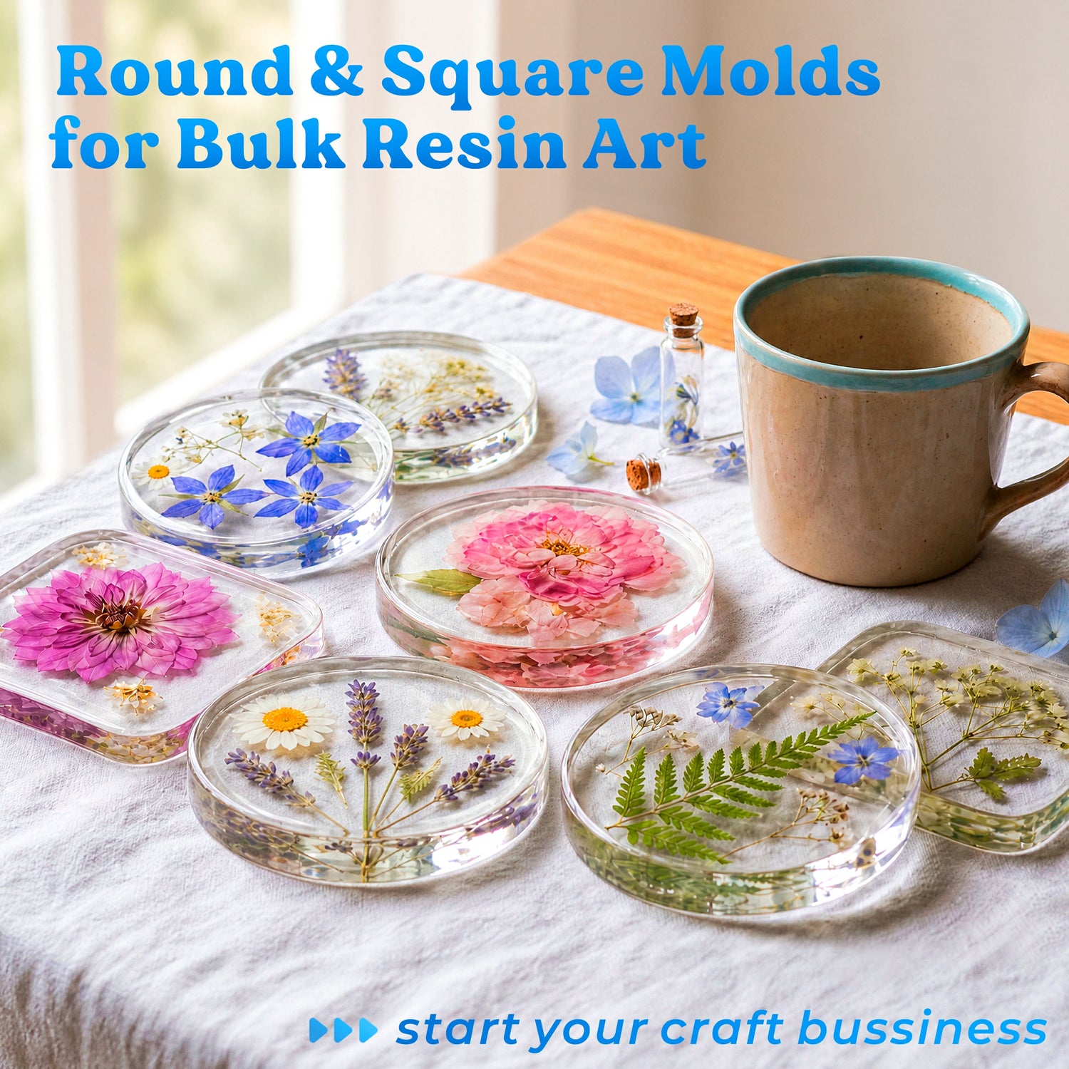 Extra Deep Square &amp; Round Coaster Resin Molds