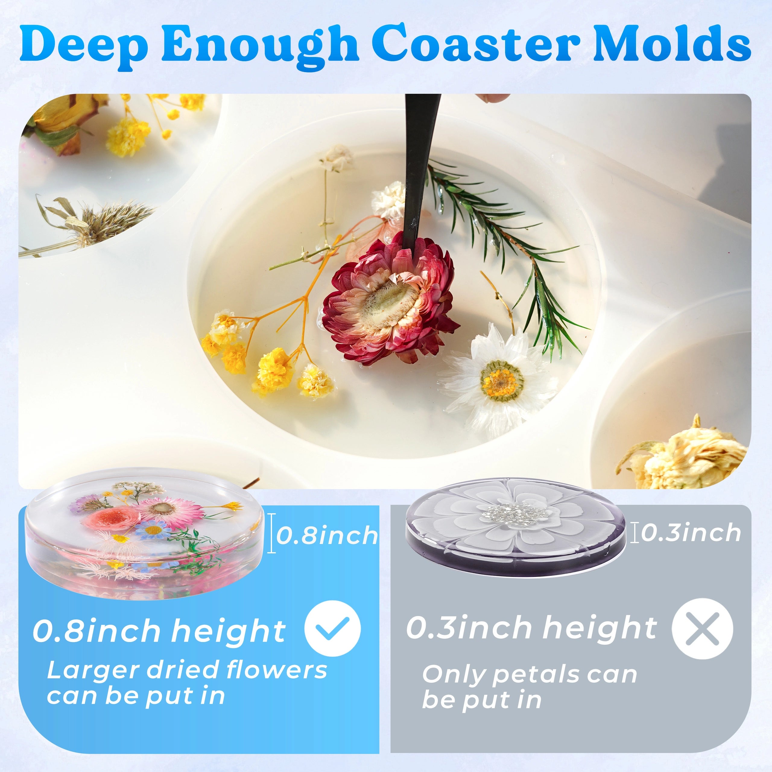 Extra Deep Square &amp; Round Coaster Resin Molds
