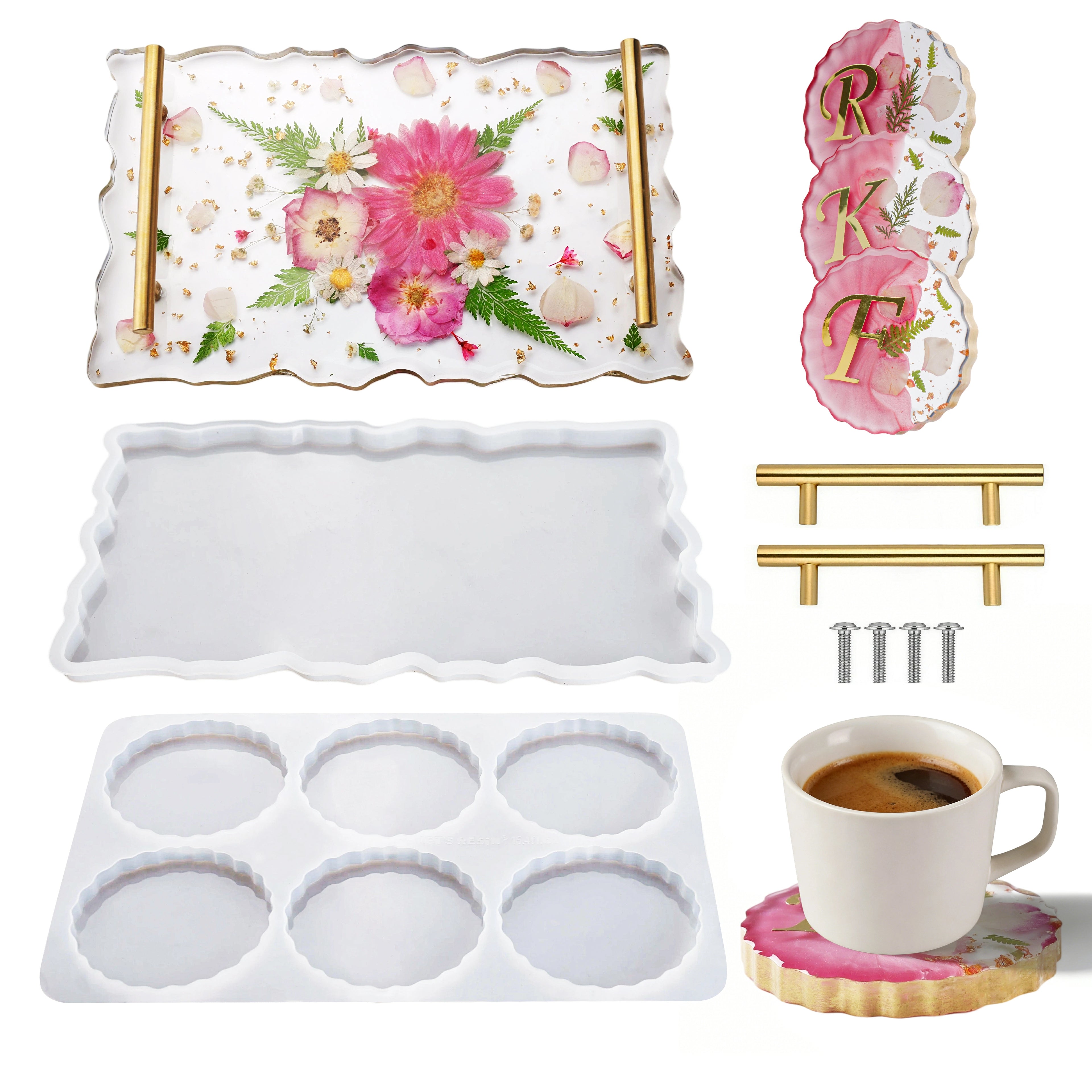 Wave Gold Handle Coaster Resin Molds