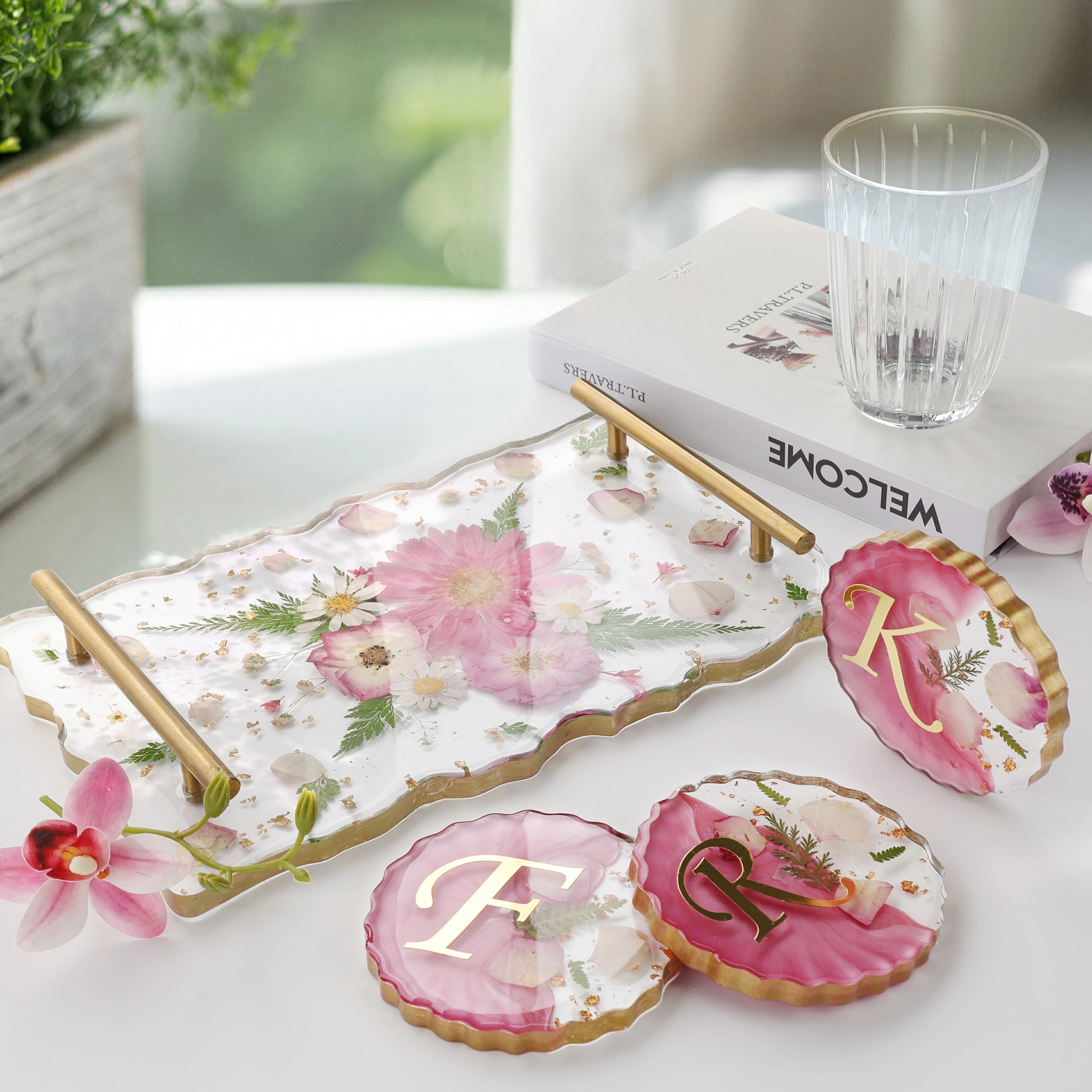 Wave Gold Handle Coaster Resin Molds