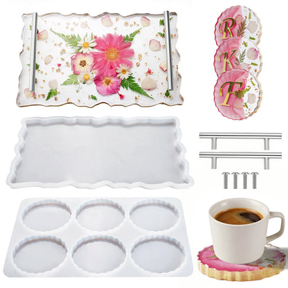 Wave Silver Handle Coaster Resin Molds