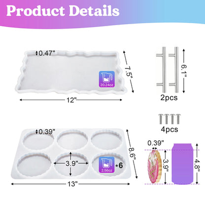 Wave Silver Handle Coaster Resin Molds