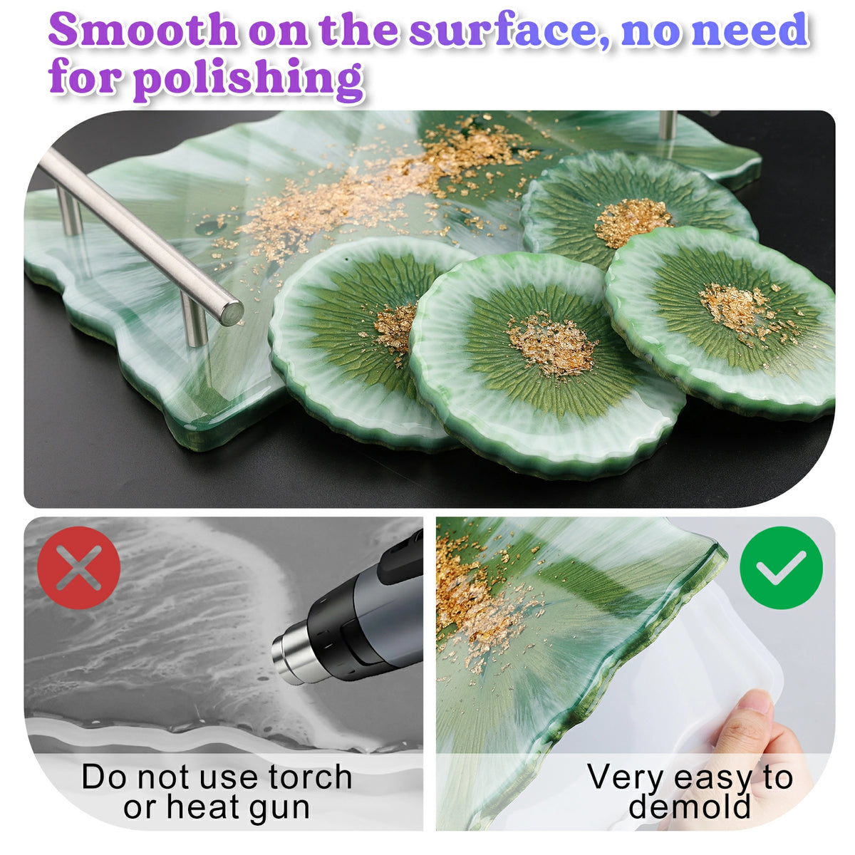 Wave Silver Handle Coaster Resin Molds
