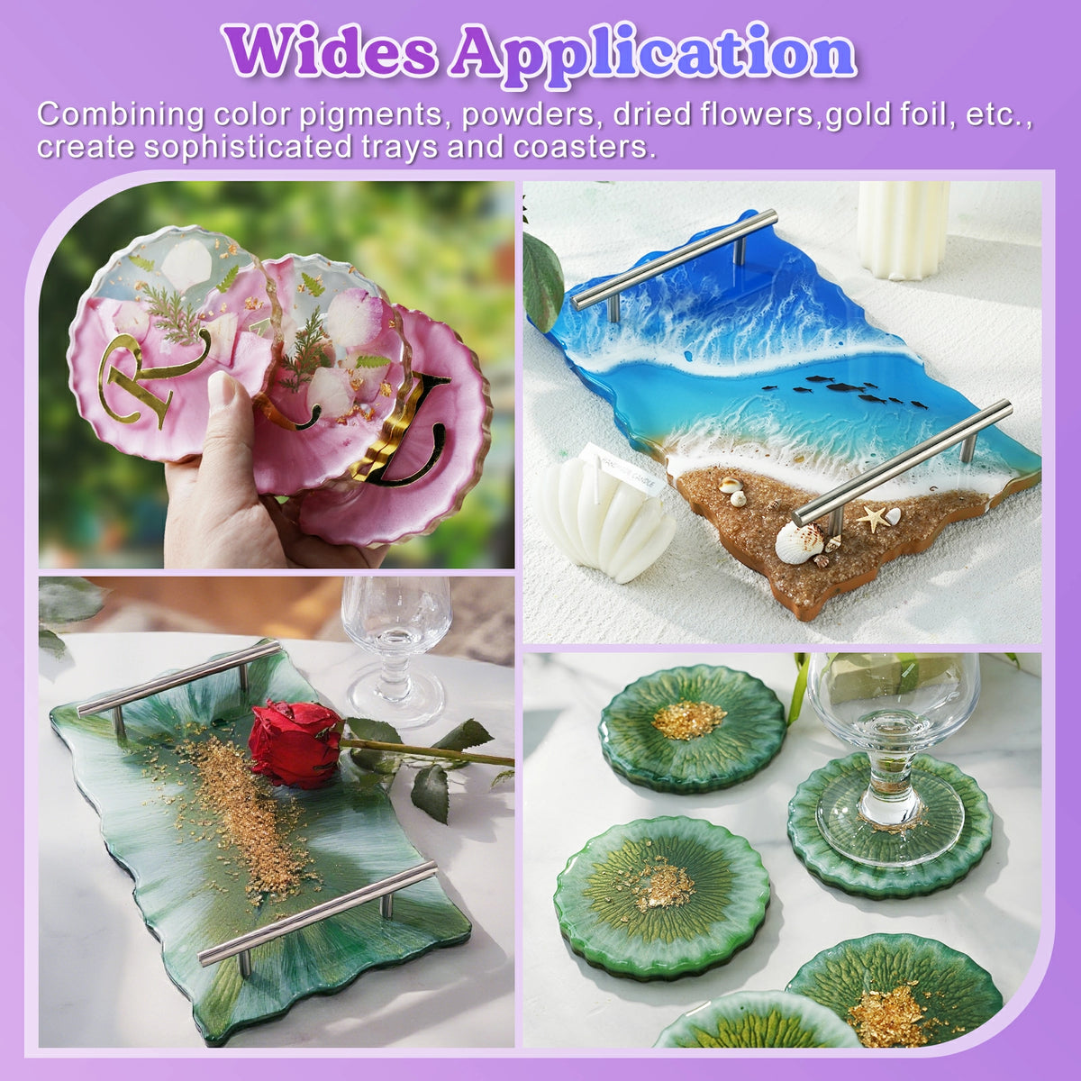 Wave Silver Handle Coaster Resin Molds