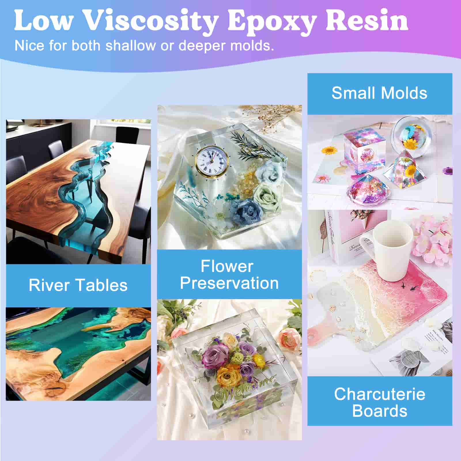 LET'S RESIN Deep Pour Epoxy Resin 51OZ Low Viscosity Resin Kit Bubble Free  &Crystal Clear Casting Resin for River Table Wood Resin Art Crafts