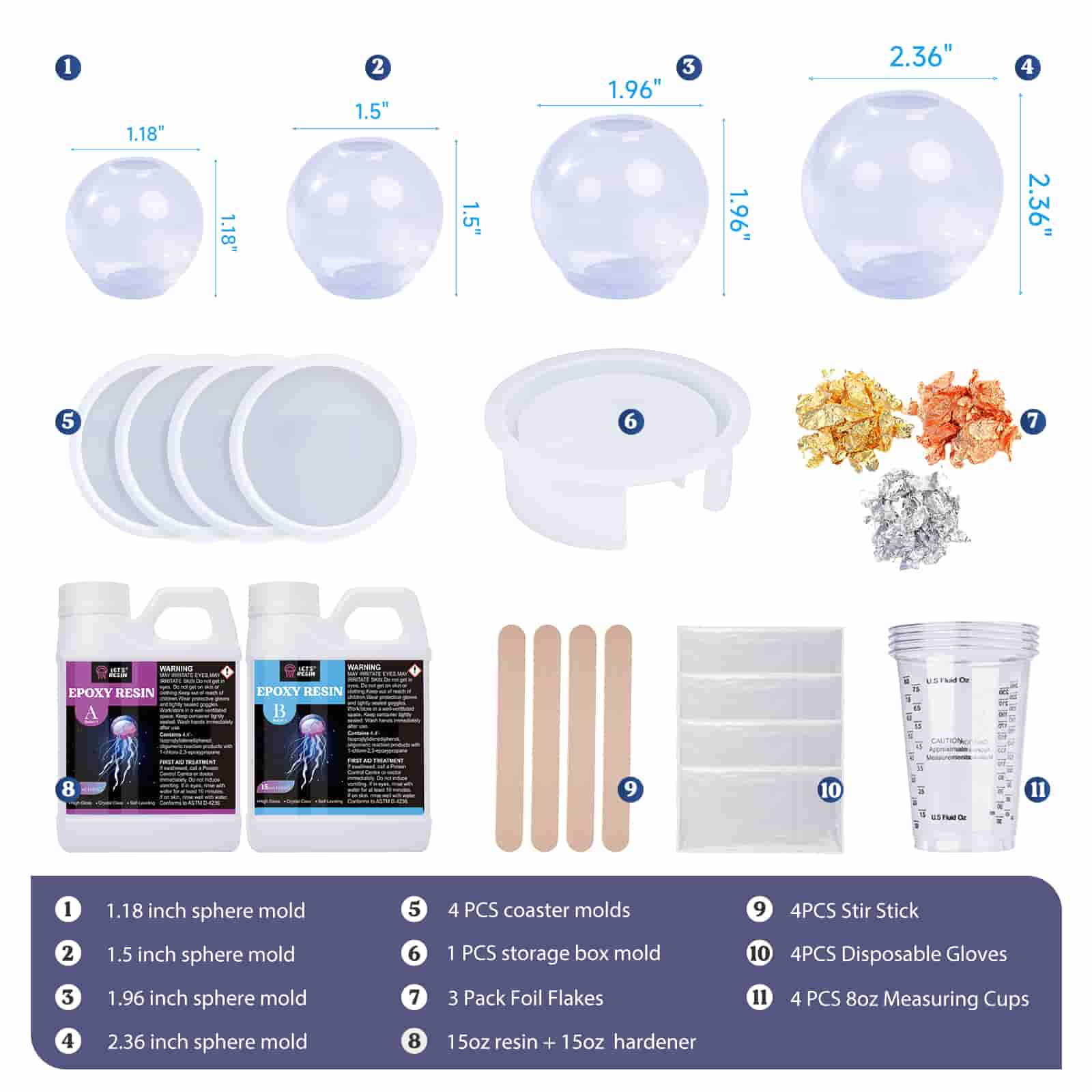 Let's Resin Epoxy Resin Starter Kit for Beginners, 44oz Resin Art Kit for Cra