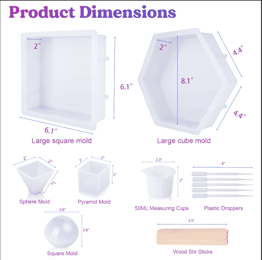 Large and Small Resin Molds Silicone Kit