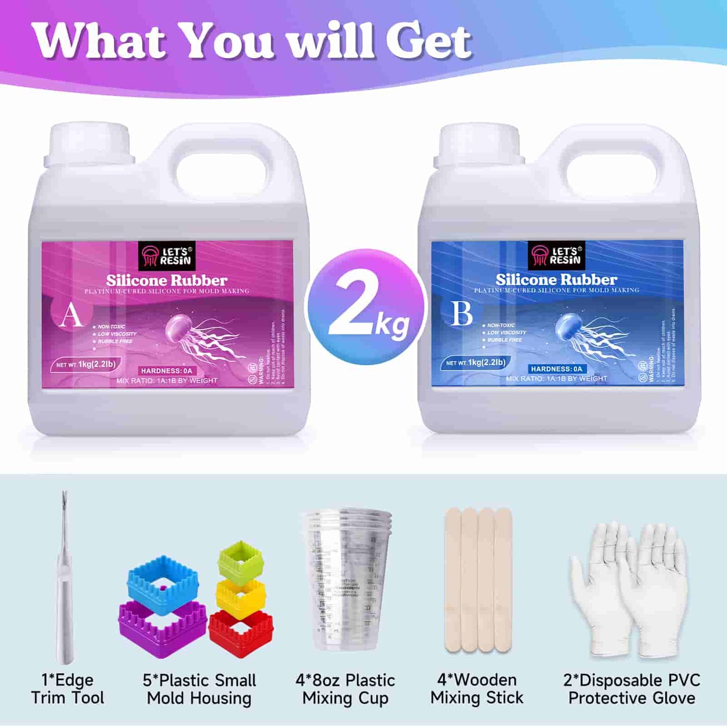 LET'S RESIN Silicone Rubber,1 Gallon Silicone Mold Making Kit