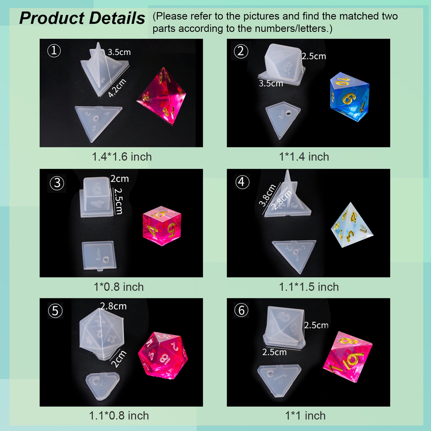 Resin Dice Molds Set with Letter Number