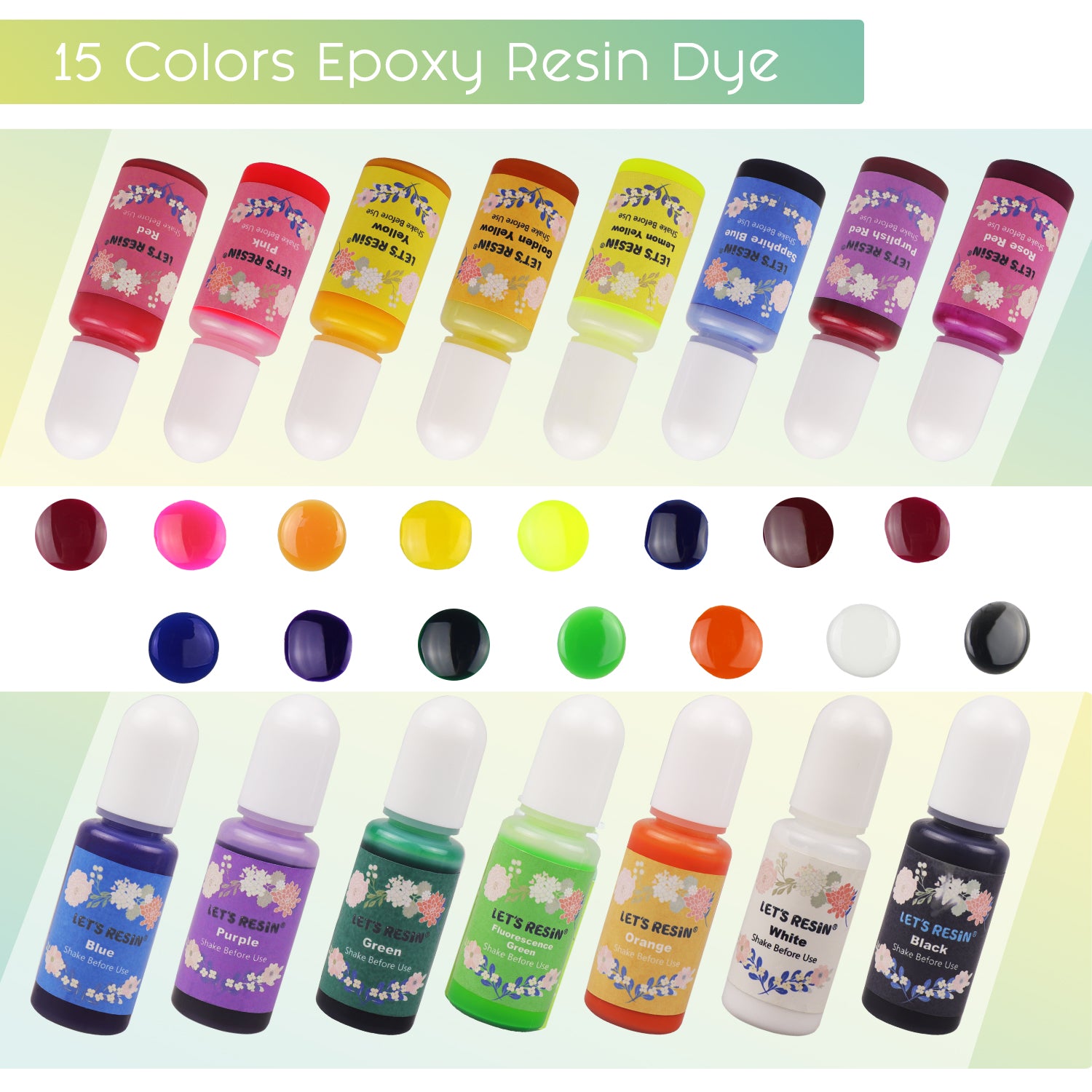 Let's Resin Epoxy Resin Dye, Translucent Resin Pigment for Coloring Resin, Non-Toxic Concentrated Liquid Resin Colorant