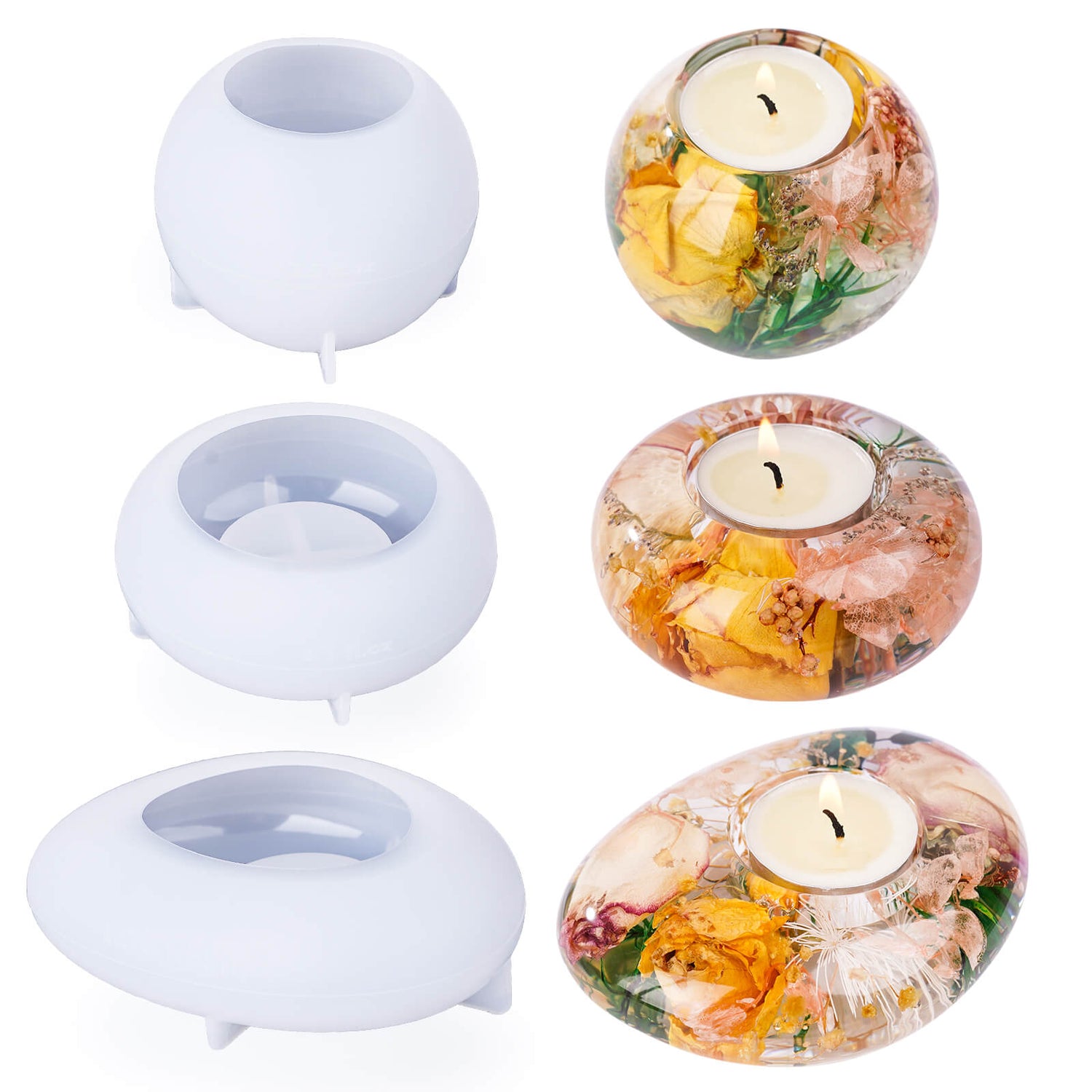 LET'S RESIN Tealight Candle Holder Resin Molds, Set of 3 Candle Holder Silicone  Molds for Epoxy Resin Including Round, Oval, Pebble Shape, Resin Epoxy  Molds Silicone for DIY Home Décor, Wedding Gift –