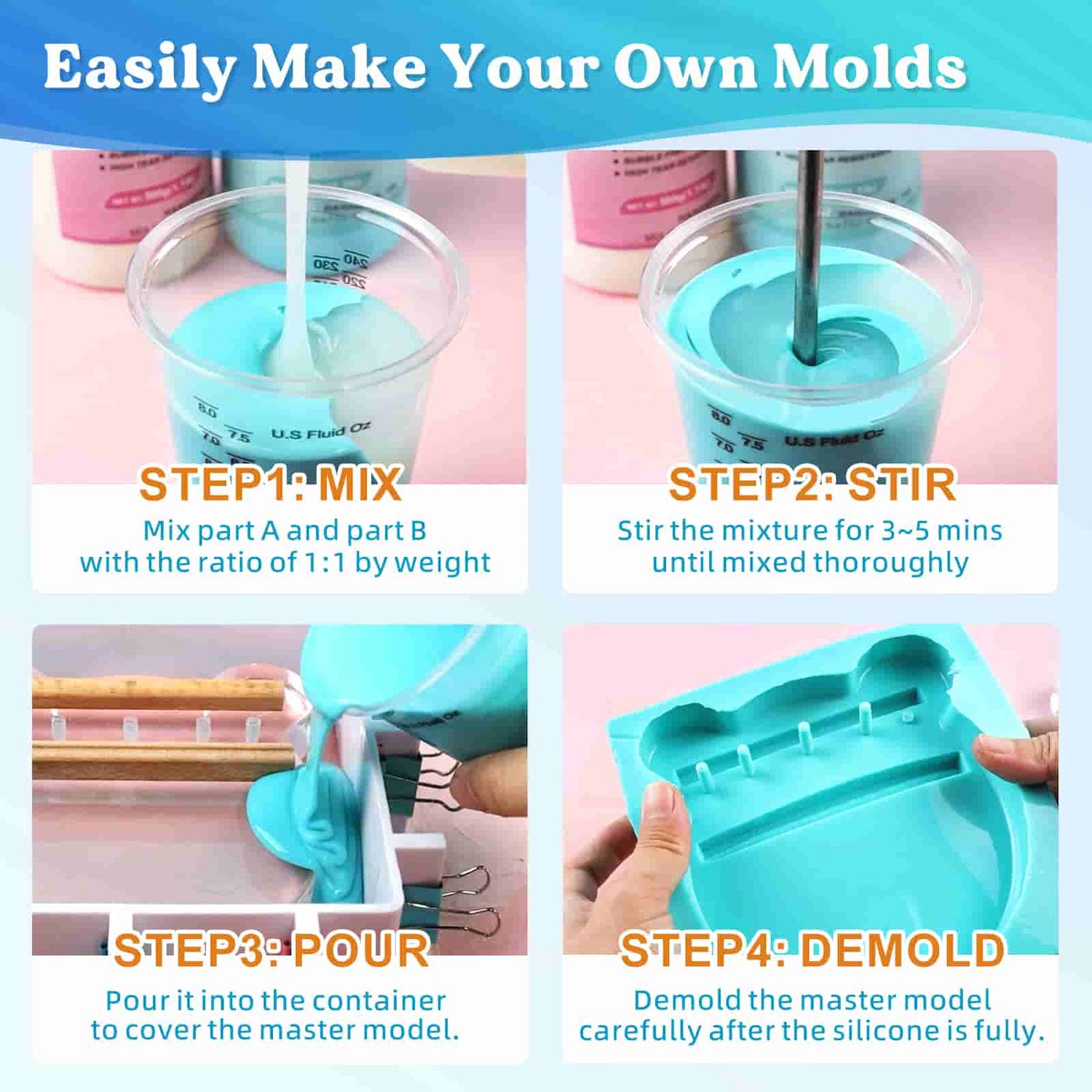 LET'S RESIN Silicone Mold Making Kit Liquid Silicone Rubber Non
