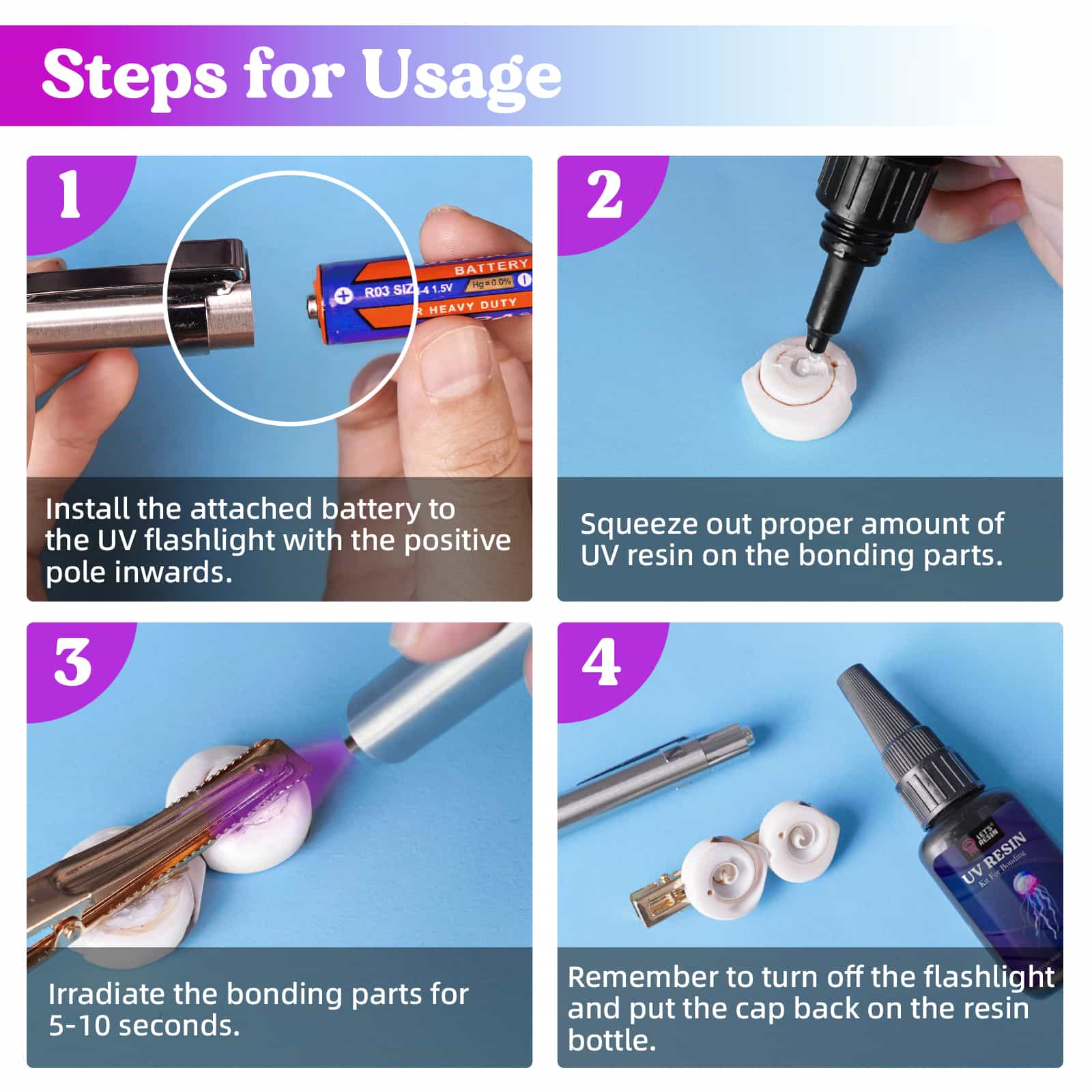 UV Resin Kit with Flashlight for Bonding