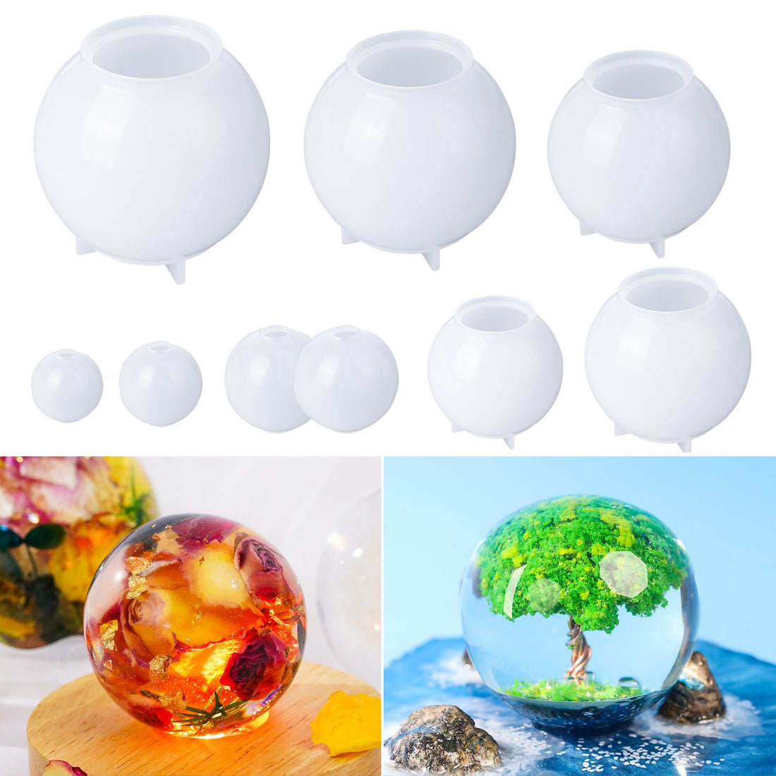 Seamless Sphere Molds with Upgraded Base - 9 Pcs