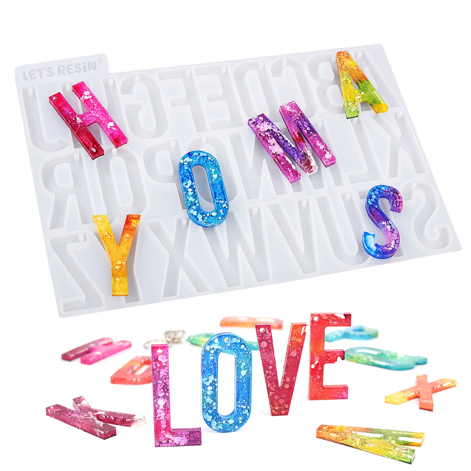 Resin Letter Molds, Silicone Alphabet Resin Molds Kit, Silicone