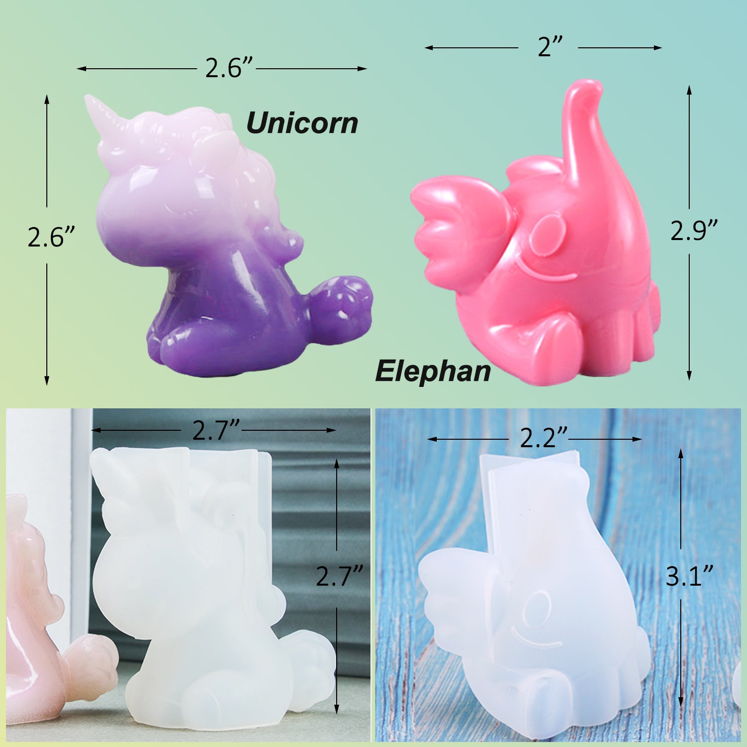 Animal Resin Molds - 7 Pcs