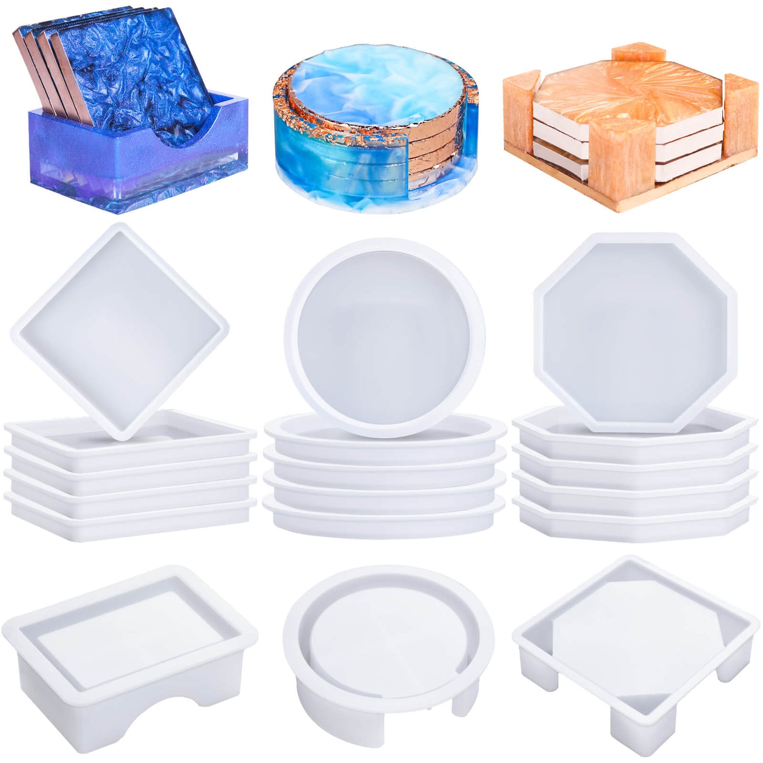 LET'S RESIN Silicone Coaster Molds 4Pcs Epoxy Resin Molds, Square