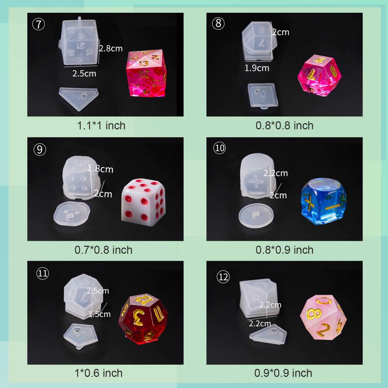 DIY Silicone Resin Casting Mold Crystal Epoxy Dice Making Molds Game Set