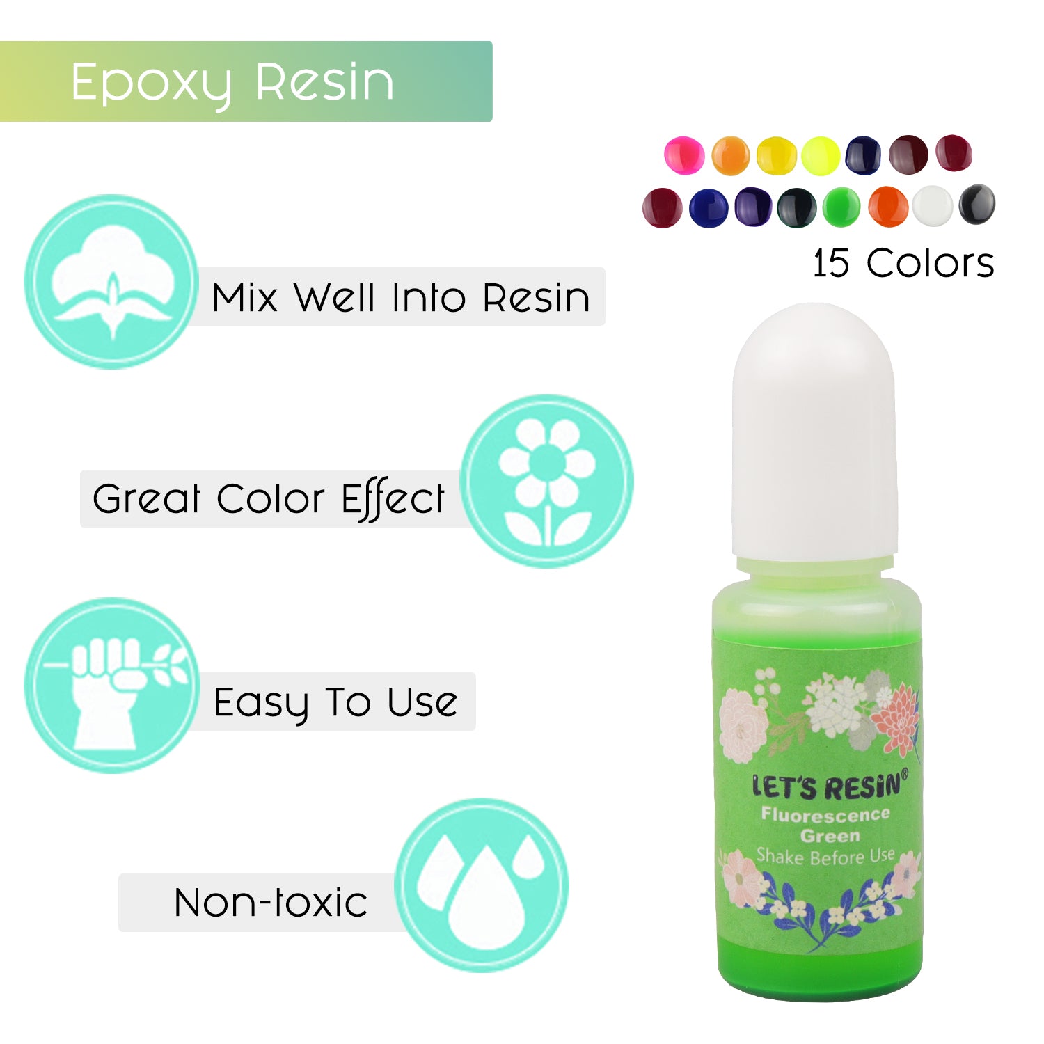 Translucent Epoxy Resin Pigment - 15 colors/Each 0.35oz