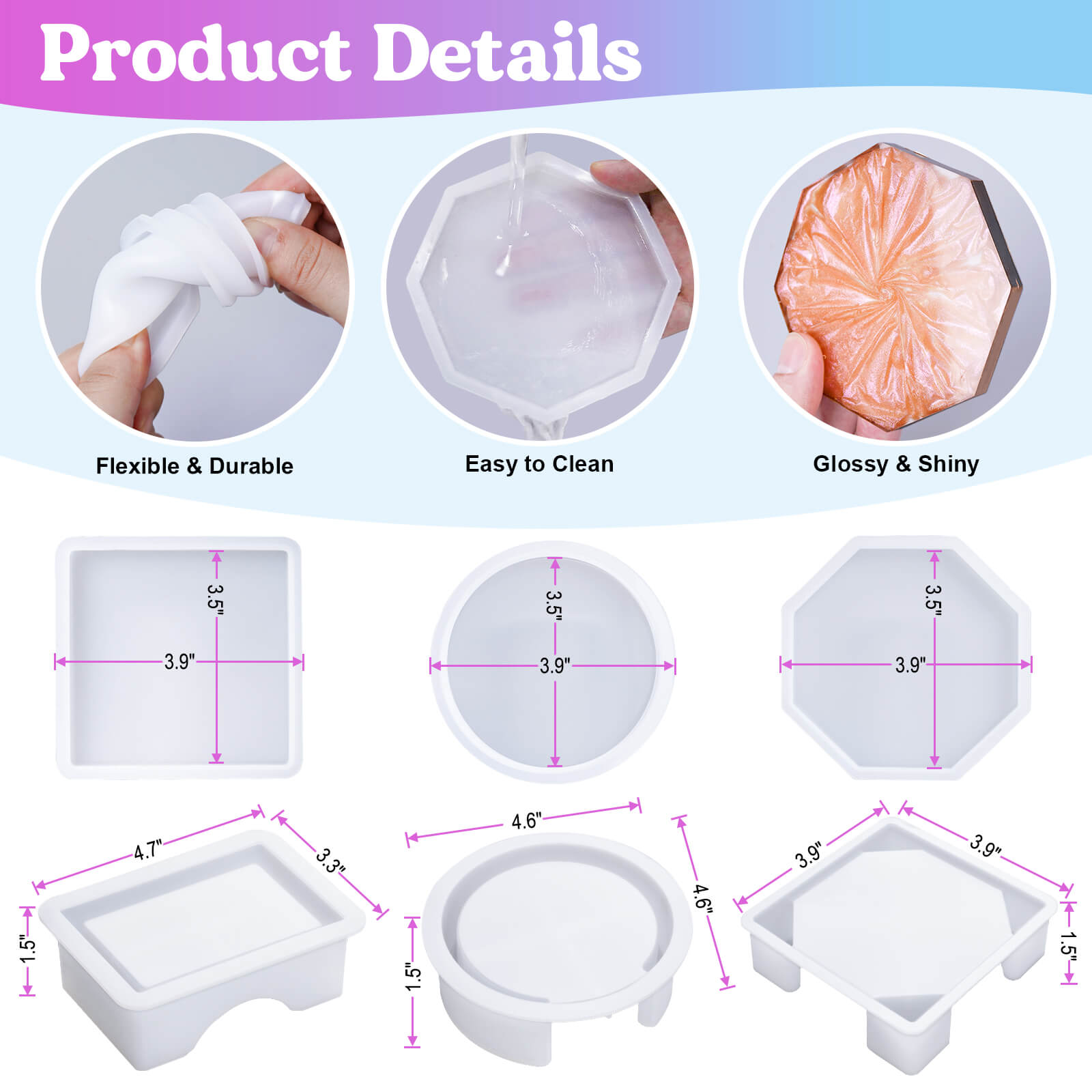 Large and Small Resin Molds Silicone Kit