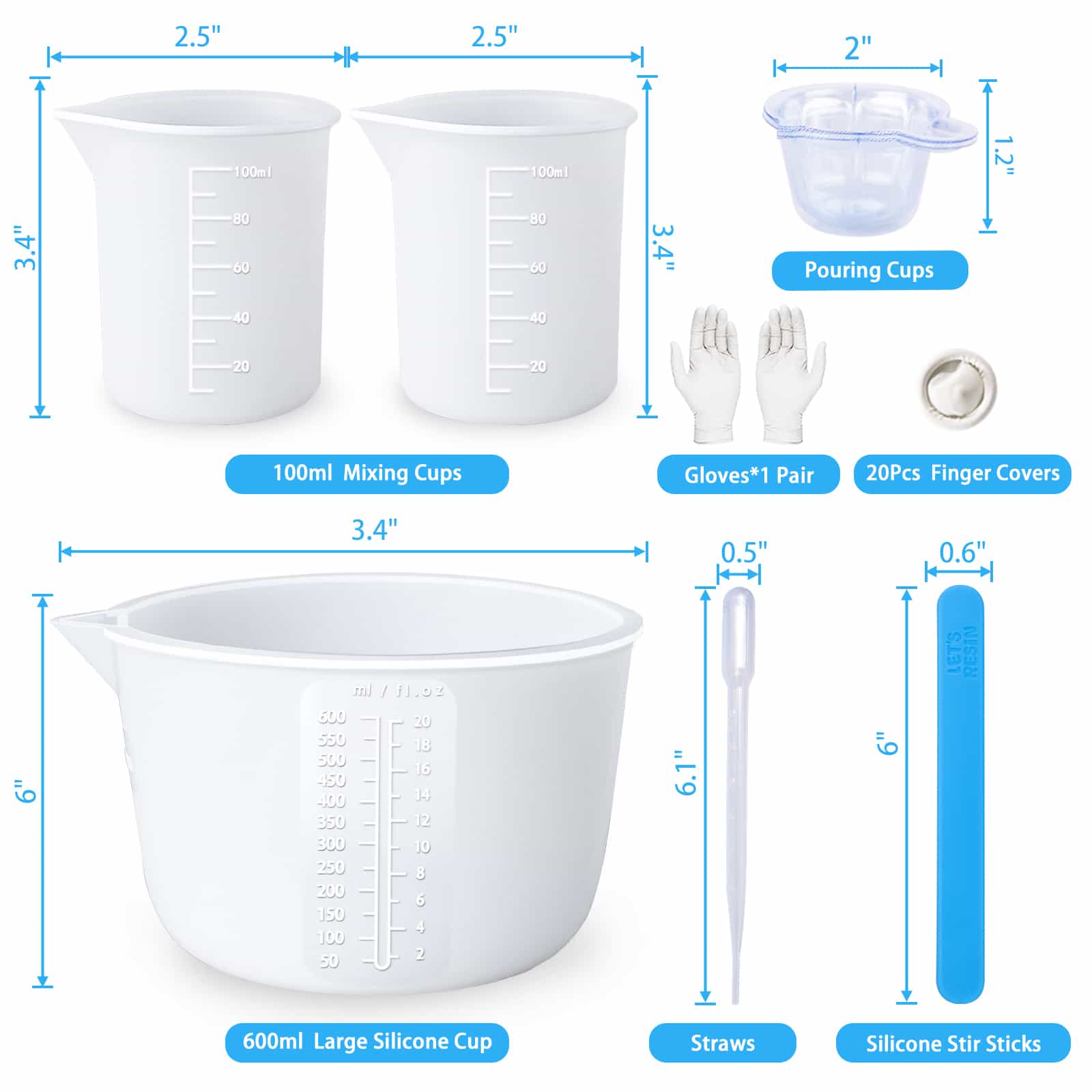 32oz/1000ml Mixing Cups Kit - 50 Pcs – Let's Resin