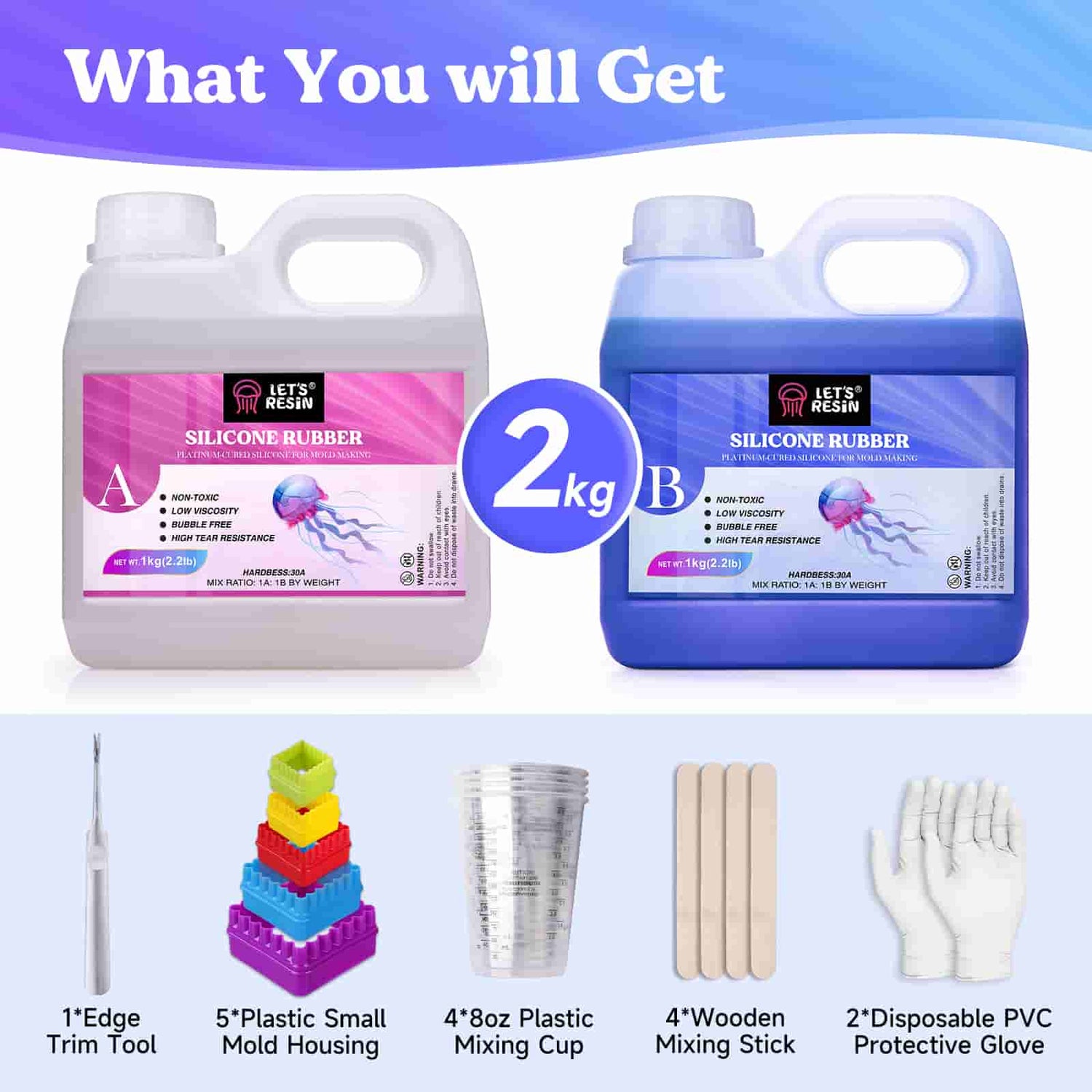 LET'S RESIN Silicone Rubber,1 Gallon Silicone Mold Making Kit