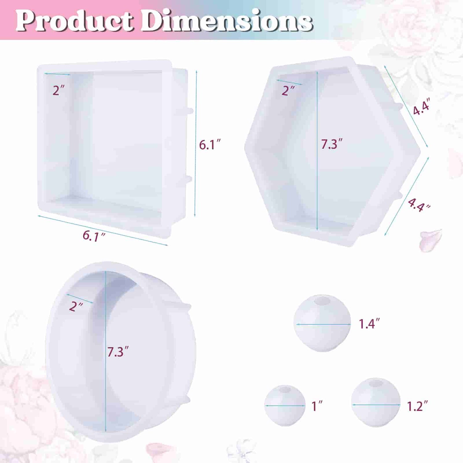 LET'S RESIN Large Silicone Molds for Resin,Resin Hexagon Molds 7