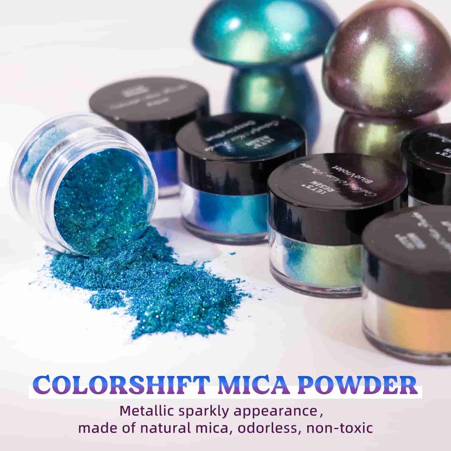 Let's Resin 36 Colors Mica Powder, Mica Pigment Powder for Epoxy Resin/UV Resin, Natural Colorant Dye for Soap/Candle Making, Li